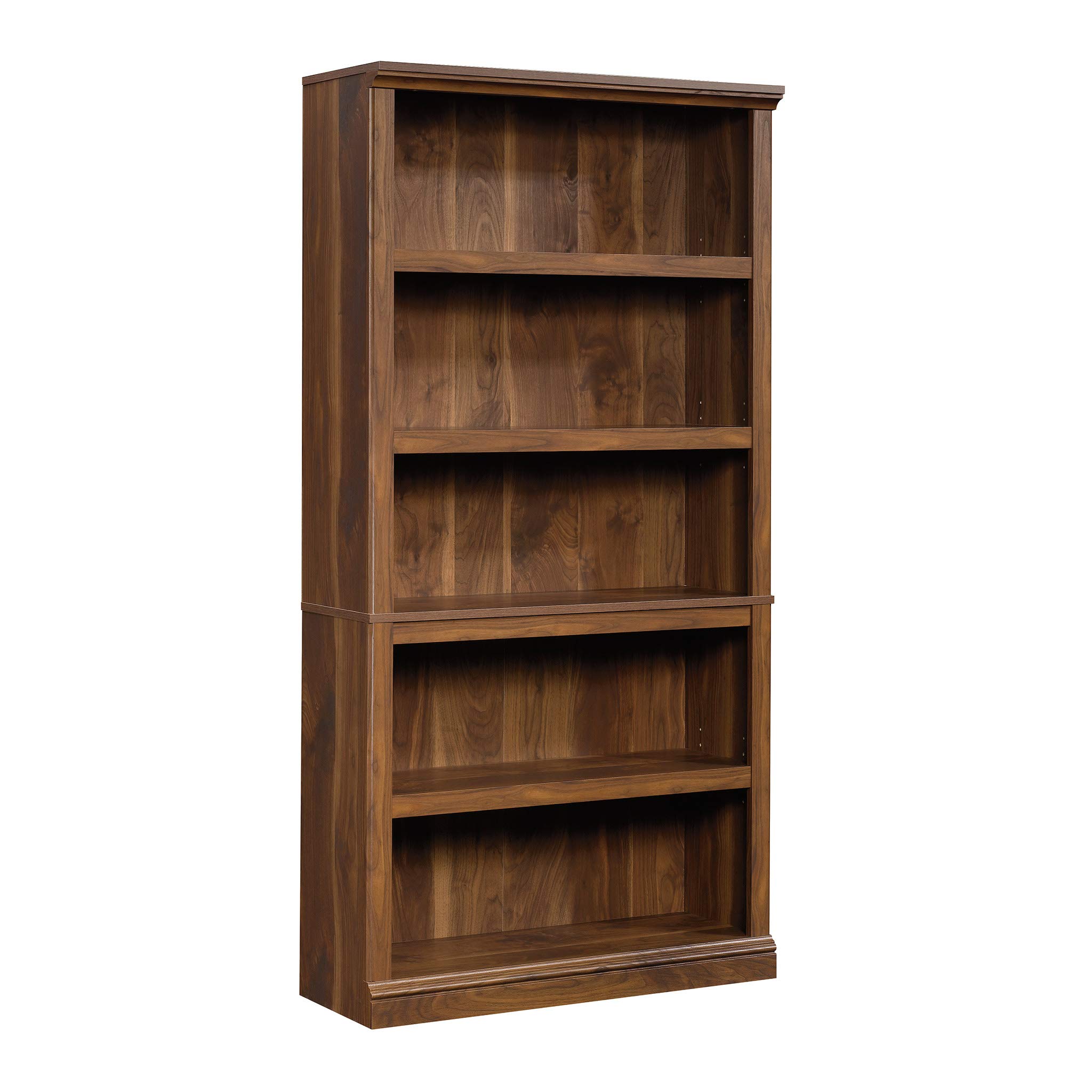 Sauder 5-Tier Wooden Bookcase - Multipurpose Bookshelf for Home Office & Living Room - Grand Walnut Finish - Perfect for Organizing Books, Decor & Storage in Small Spaces