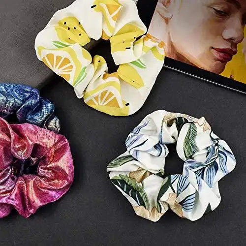 Soft Chiffon Hair Scrunchies Set - 12 Pack No Damage Hair Ties for Women & Girls - Perfect for Workouts, Yoga, Office & Everyday Use