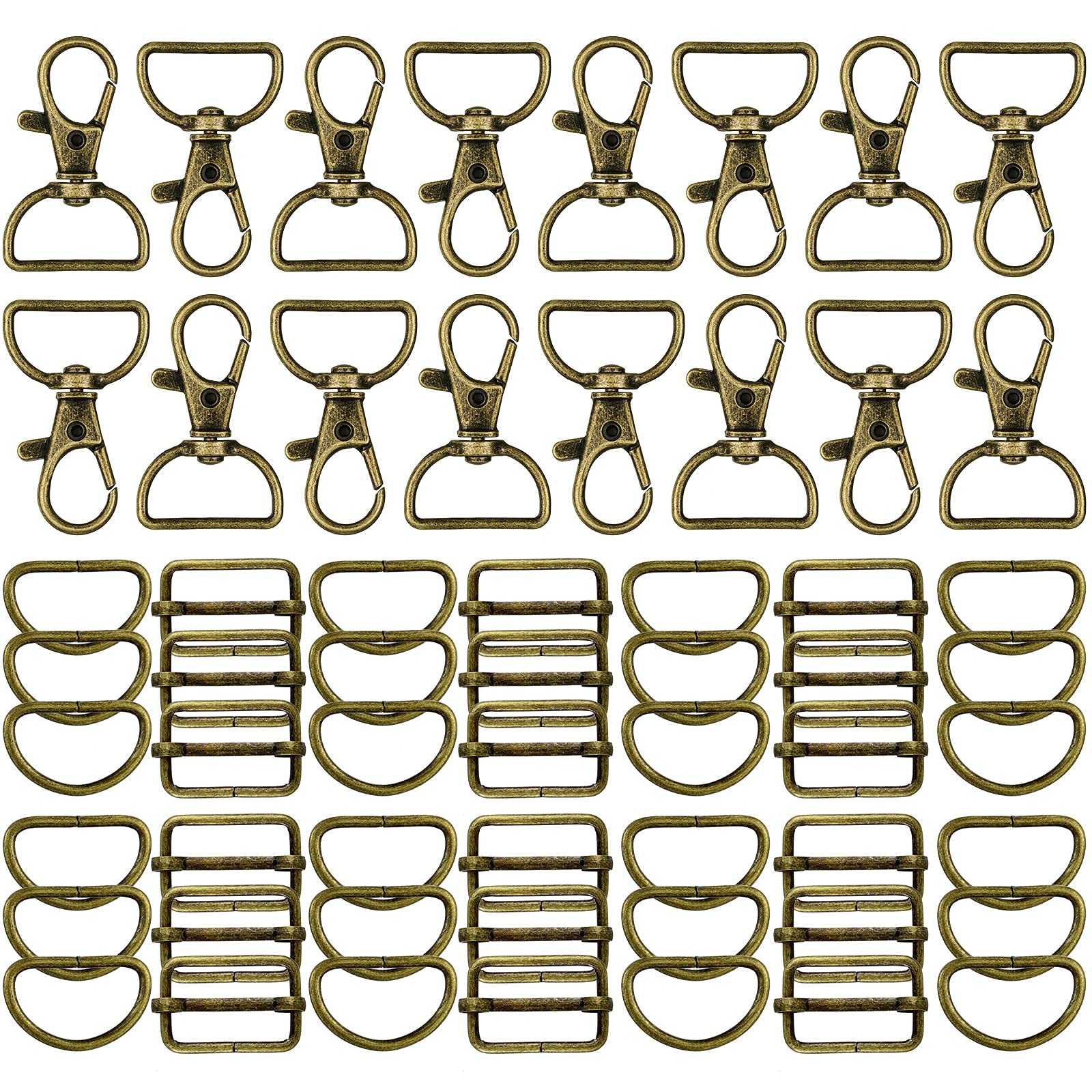 56 Pieces Bronze D Rings for Purse & Bag Making - 25mm Purse Hardware Buckles for DIY Crafts, Sewing Projects & Handbag Repair (Ideal for Leather Straps, Tote Bags & Backpack Accessories)