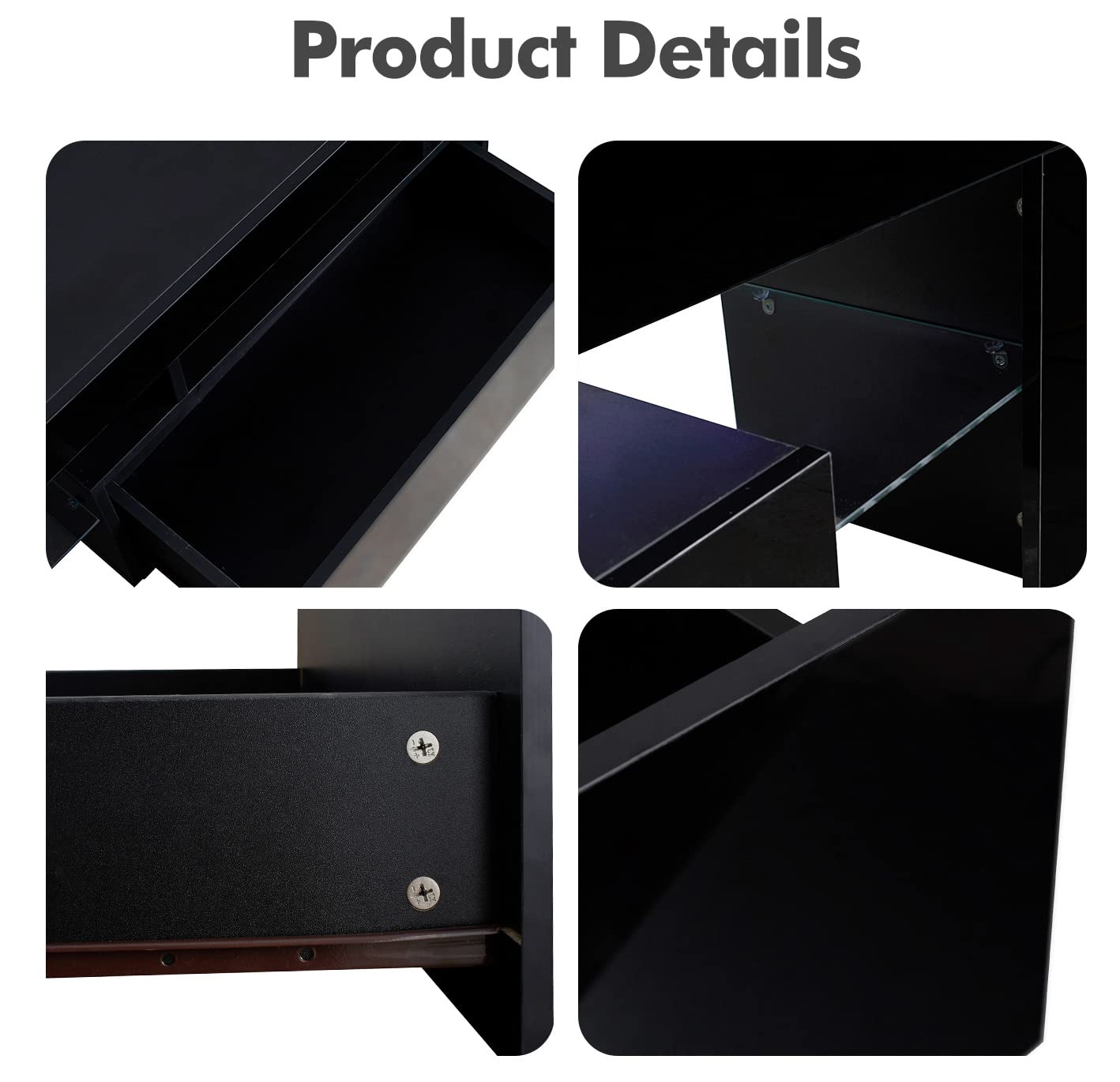 Modern Black TV Stand with LED Lights & Storage for 40-55 Inch TVs - Gaming Entertainment Center & Media Console for Living Room, Bedroom & Home Theater
