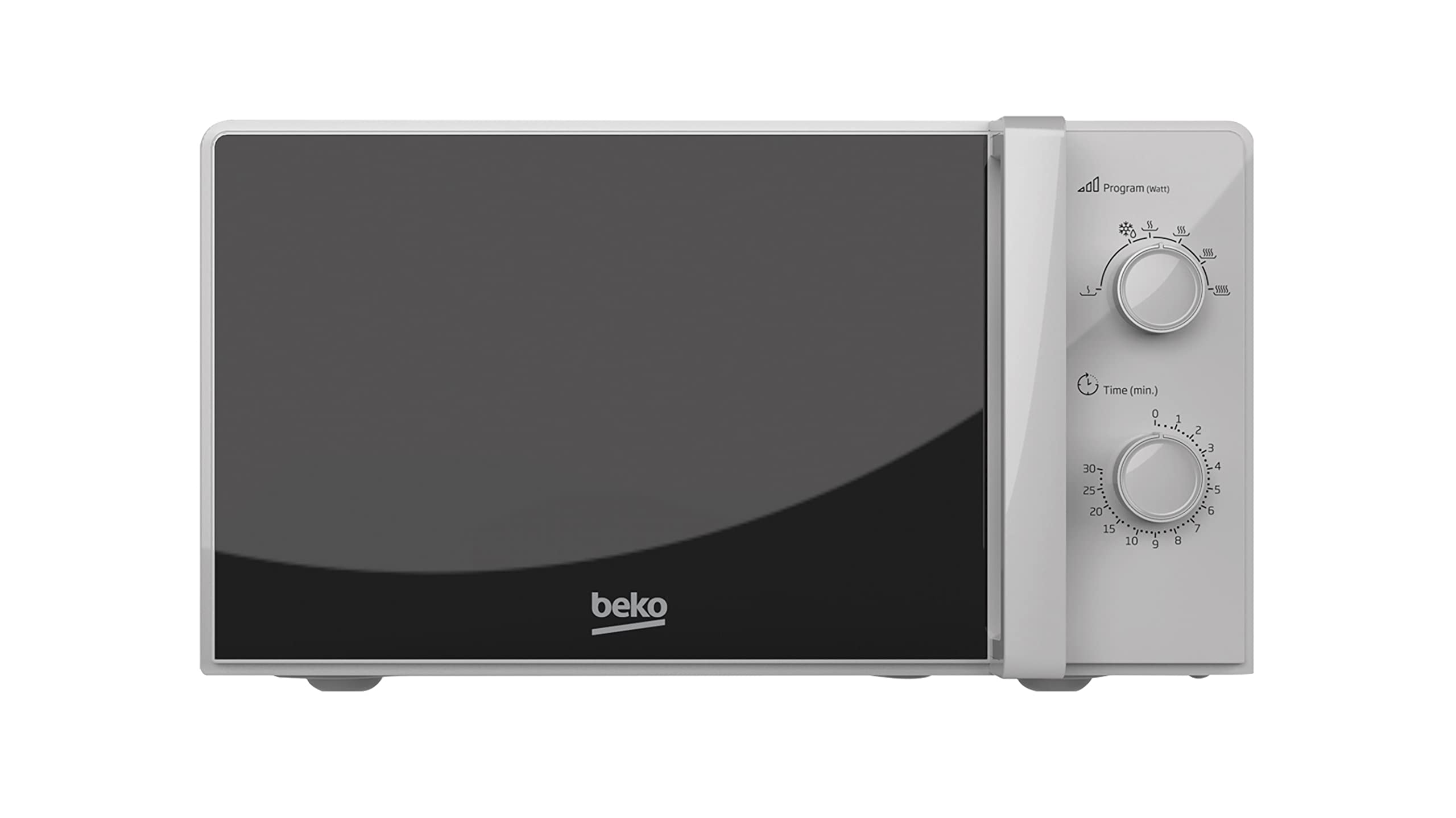 Beko MOC20100SFB 700W Solo Microwave Oven with Auto-Defrost & 30-Minute Timer - 20L Capacity, Silver - Compact Countertop Microwave for Small Kitchens, Dorms, Offices & Apartments