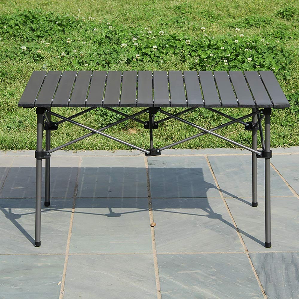 Portable Aluminum Folding BBQ Picnic Table - Easy Assembly Multifunctional Outdoor Dining & Grilling Table for Backyard, Camping & Tailgating Parties