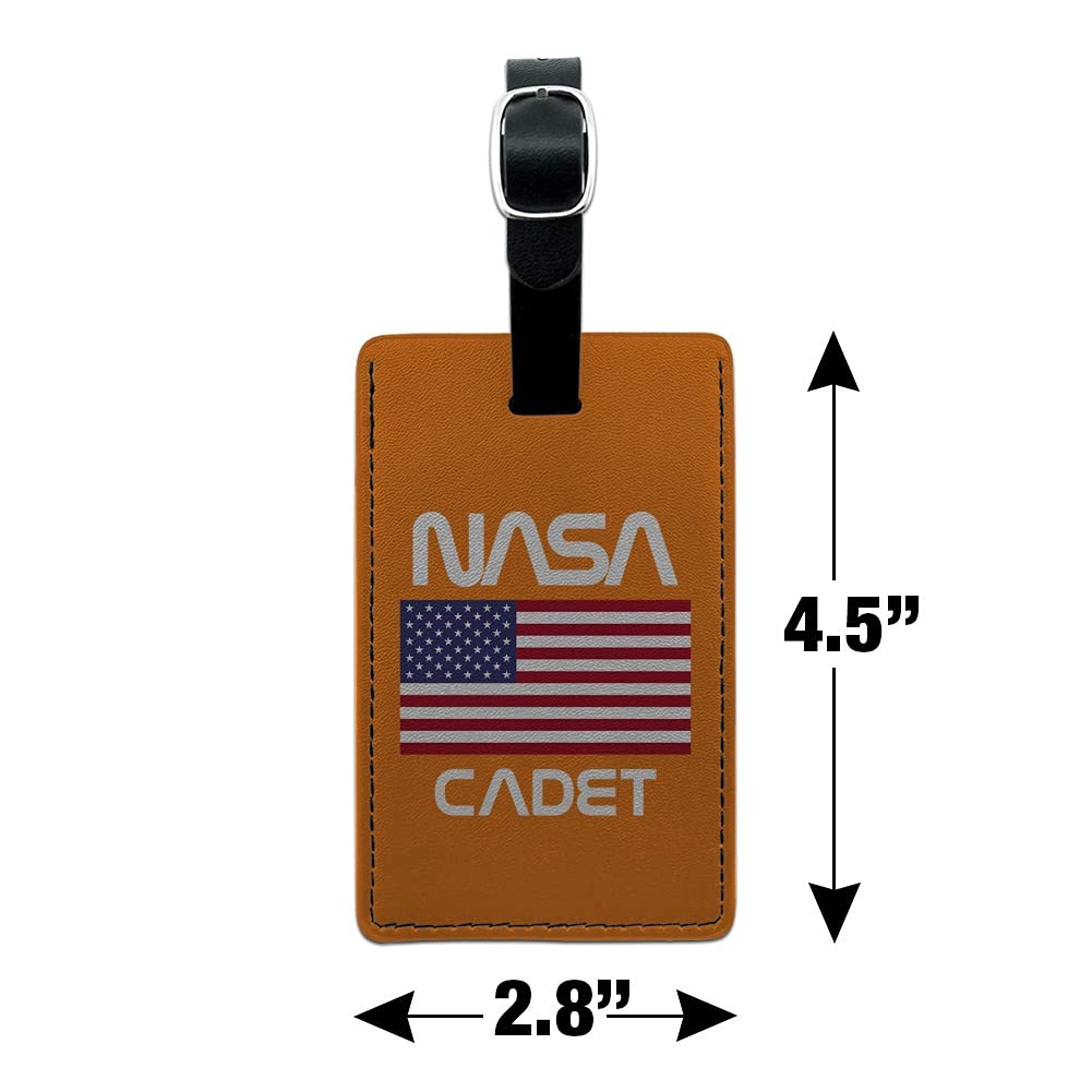 American Flag Leather Luggage Tag - Rectangle Cadet Style Suitcase ID Tag for Travel & Carry-On Bags | Perfect for Business Trips, Vacations & Gift Giving