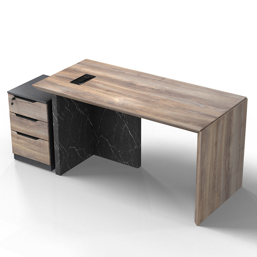LOGAN Executive Desk Reversible 180cm Warm Oak & Black - Modern Office Desk for Home & Business Workspace - Perfect for Professionals, Remote Work & Study Areas