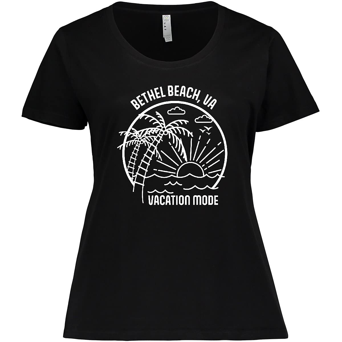 Inktastic Women's Plus Size Summer Vacation Mode Bethel Beach Virginia Graphic T-Shirt - Casual Comfort Wear for Beach Trips, Travel & Relaxation