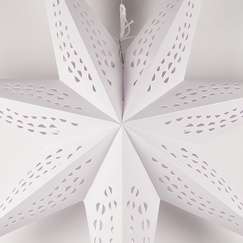 36 Pack White Long Tail Paper Star Lanterns - Hanging Decorative Party Lights for Wedding, Baby Shower & Home Decor