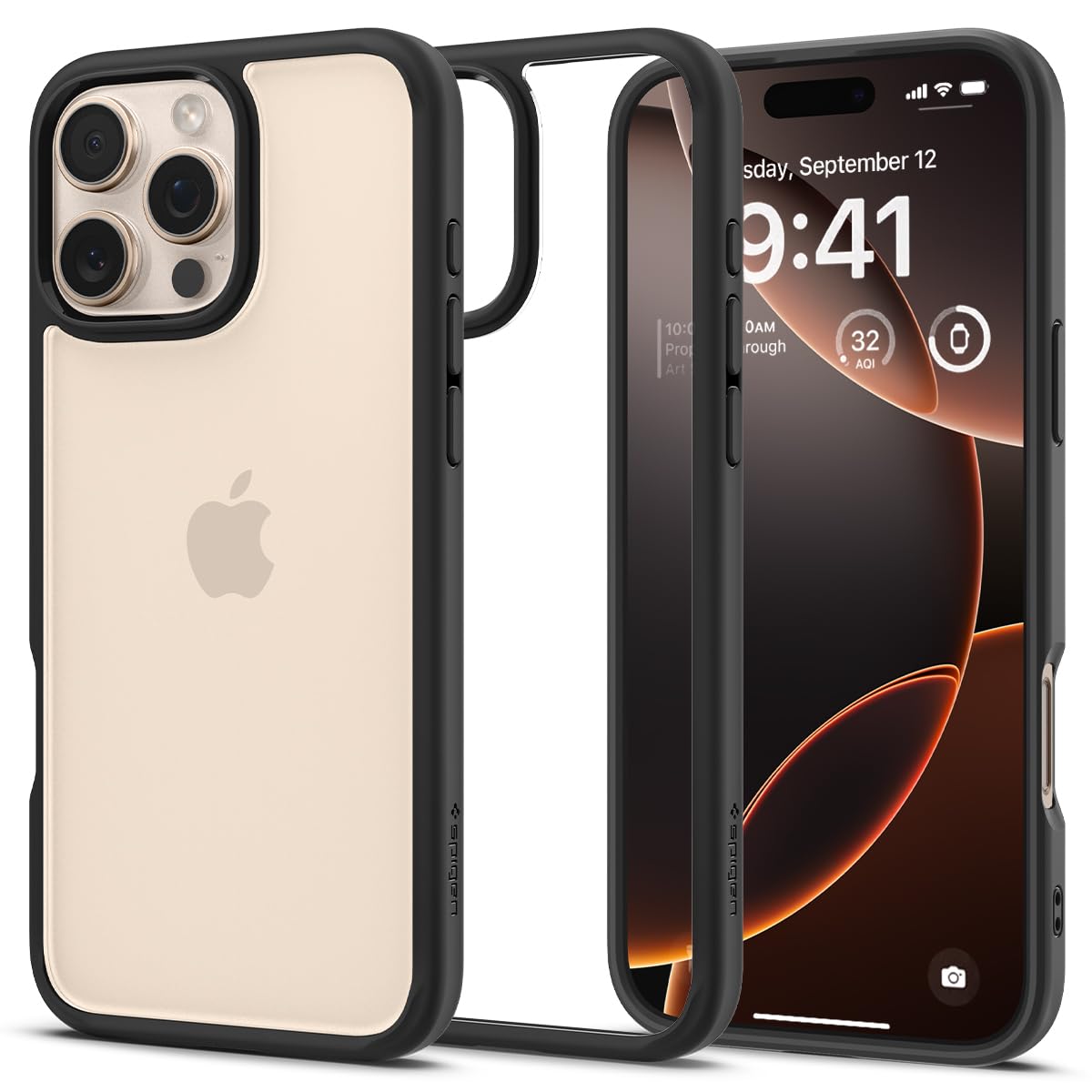 Spigen Ultra Hybrid Case for iPhone 16 Pro - Matte Black | Shockproof & Scratch-Resistant Protection | Perfect for Everyday Use, Travel & Outdoor Activities