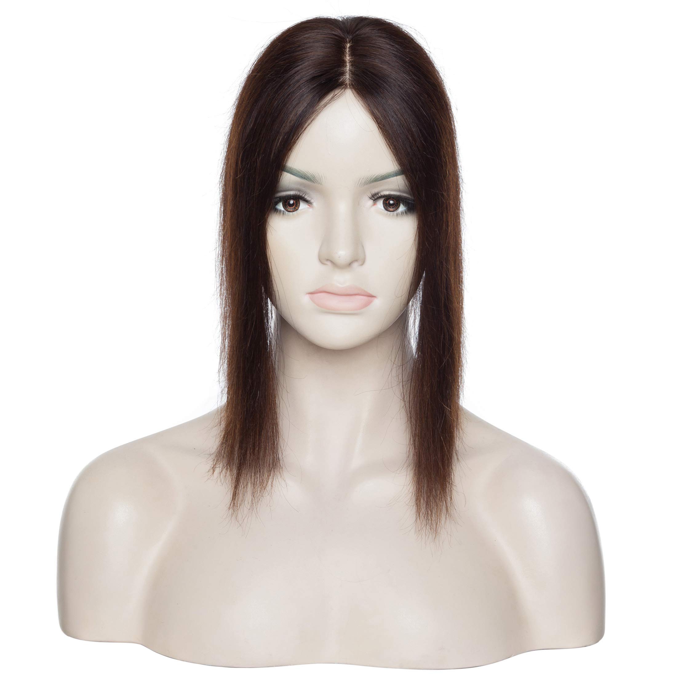 Premium S-noilite Human Hair Toppers - 130% Density Handmade Silk Base Clip-in Hairpiece for Women with Thinning Hair | Hair Loss Solution & Gray Coverage | 14 Inch 45g #2 Dark Brown | Perfect for Daily Wear, Special Occasions & Confidence Boosting Styling