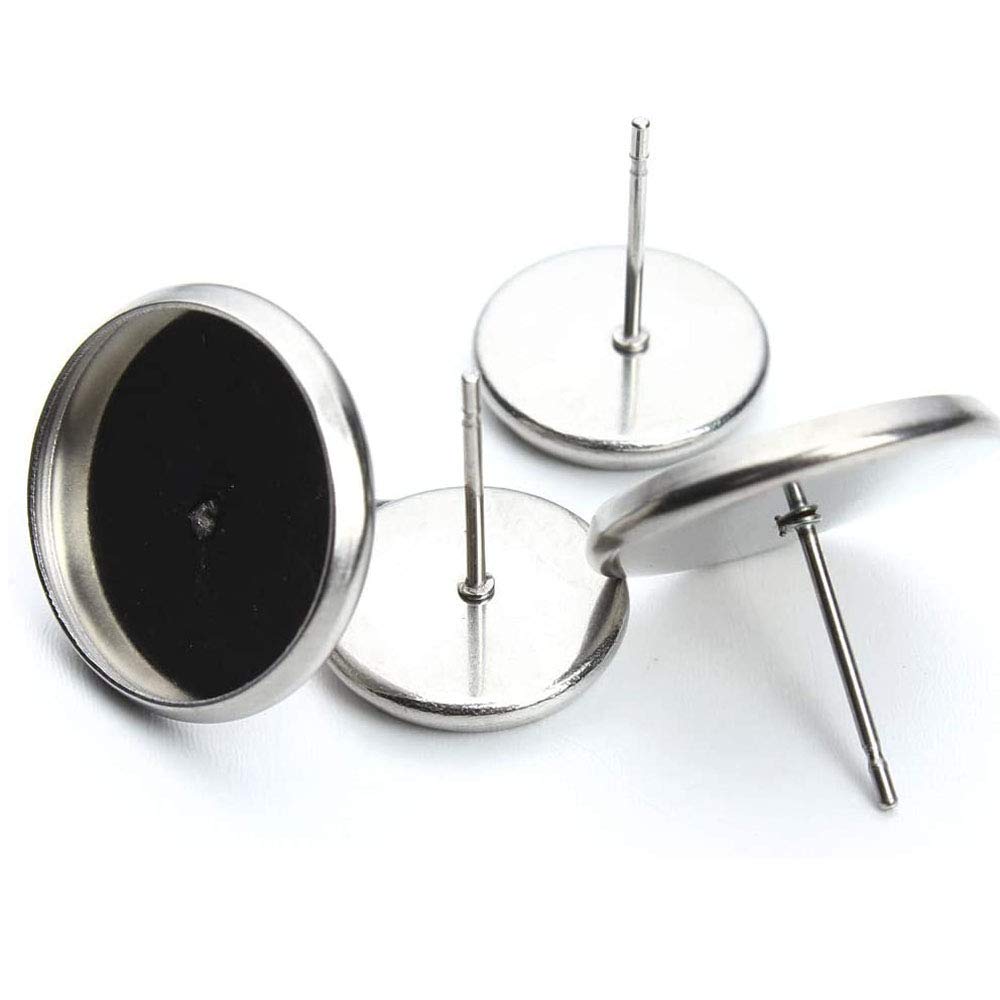 LE SKY 10mm Stainless Steel Blank Stud Earring Bezel Setting Cabochon Holder - 50 Pcs for Jewelry Making DIY Crafts | Perfect for Earrings, Pendants & Handmade Jewelry Designs