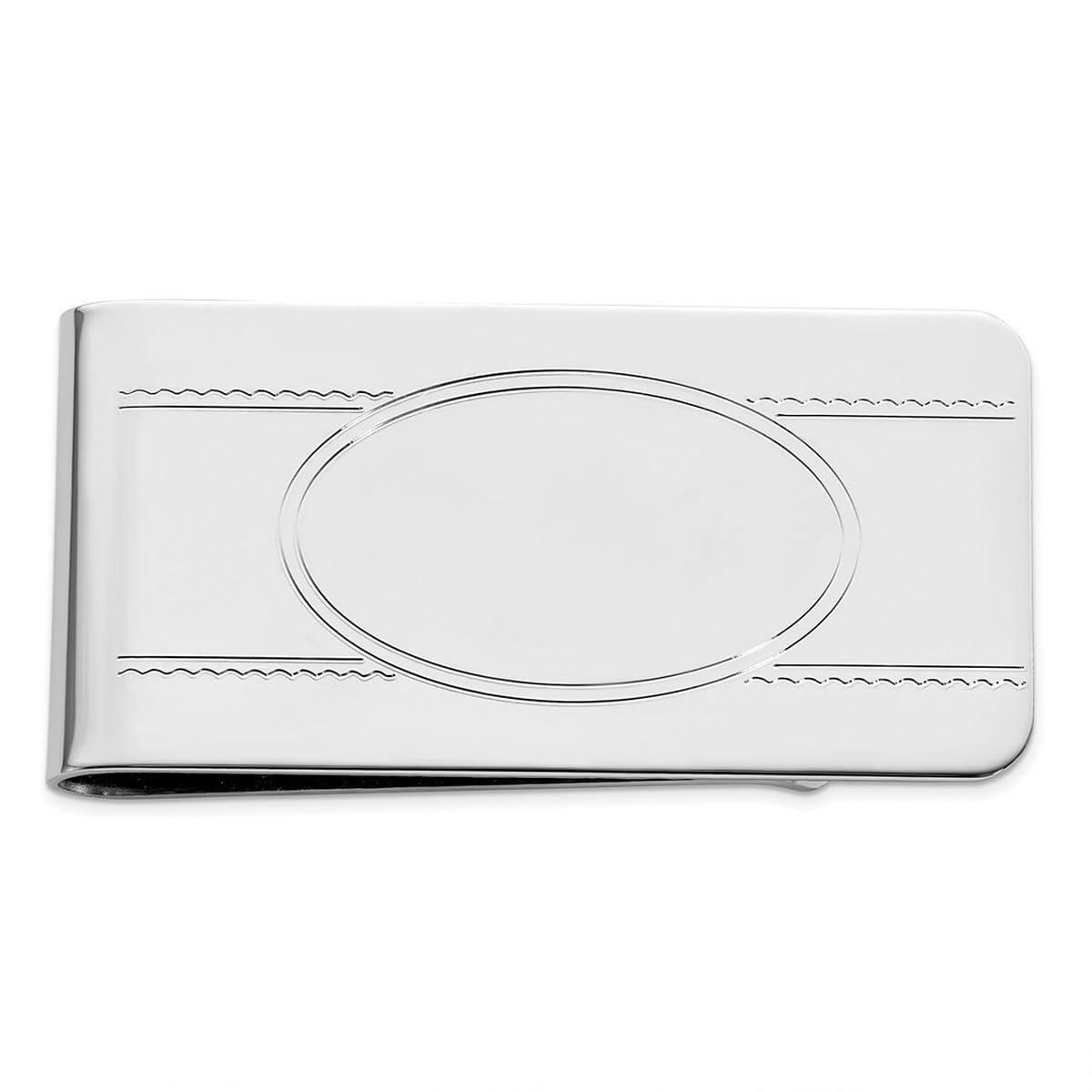 Premium Solid Polished Rhodium-Plated Money Clip for Men - Engraveable Gift with Elegant Pattern (50x25mm) | Perfect for Weddings, Anniversaries & Business Gifts