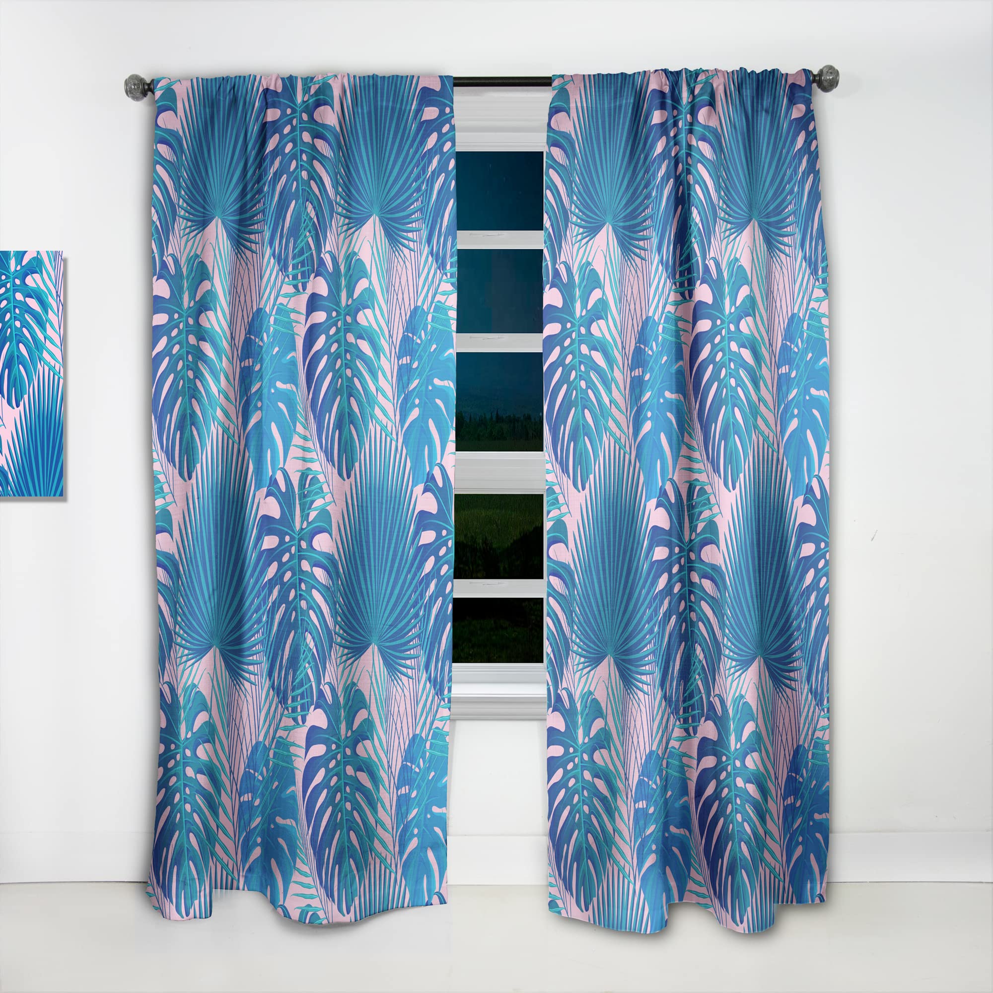 DesignQ Retro Floral Pattern X Thermal Insulated Curtains - Single Panel 52x95 Inch - Blackout Drapes for Bedroom & Living Room - Perfect for Home Decor & Light Control