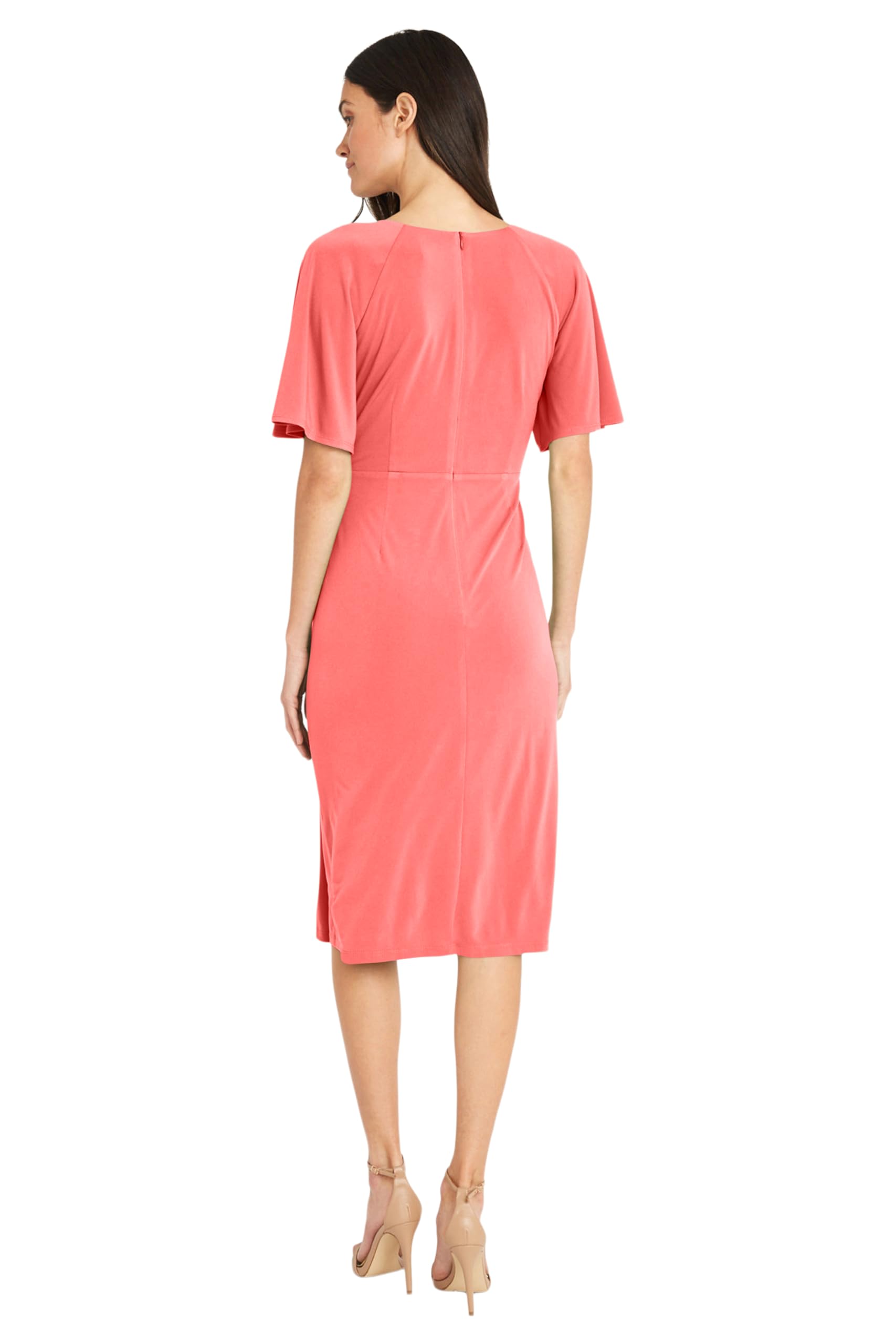 Maggy London Women's Versatile V-Neck Flutter Sleeve Faux Wrap Dress - Wedding Guest, Cocktail Party & Special Occasion Outfit
