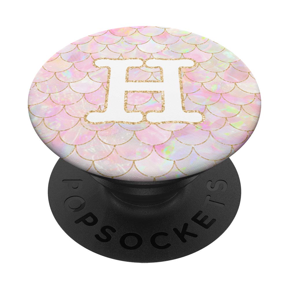 White Initial Letter H Pink Mermaid Scales Girls Necklace - Personalized Name Jewelry Gift for Women & Teens - Perfect for Birthdays, Prom, Valentine's Day & Everyday Wear