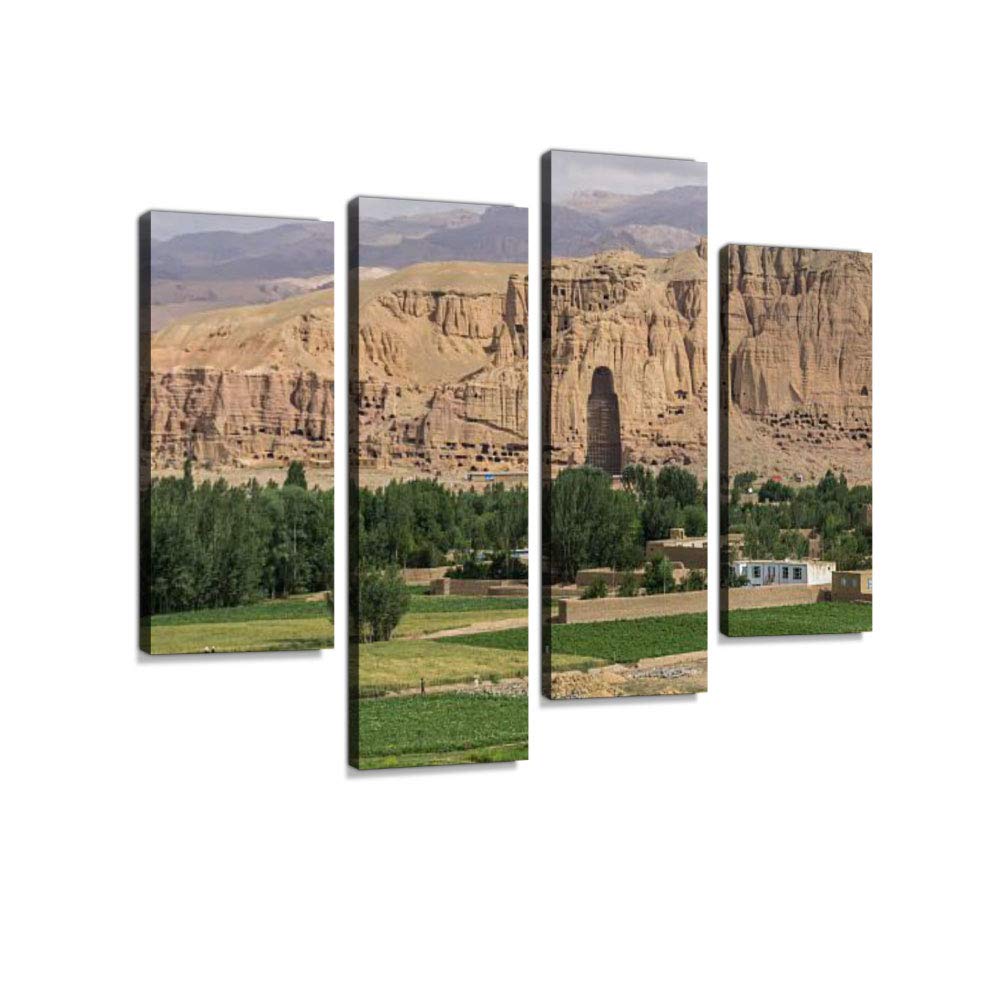 Buddha Wall Art - Giant Buddha Canvas Painting Framed Poster, Abstract Buddha Decor for Home & Office, Spiritual Gift, 4-Panel Set - Perfect for Meditation Rooms, Living Room & Yoga Studios