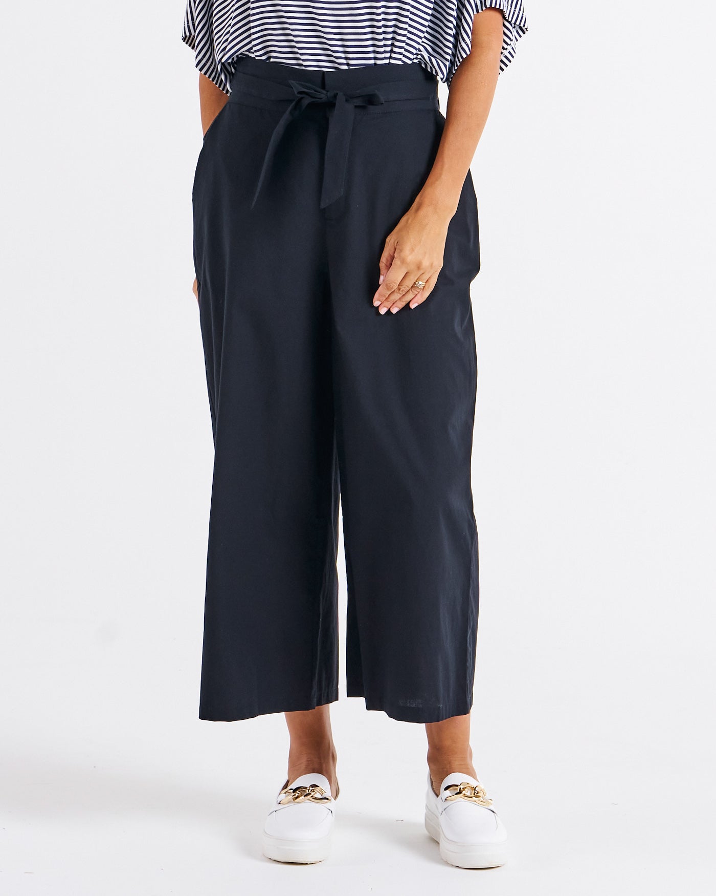 Betty Basics Cabo Crop Pant - Women's High Waisted Black Yoga Pants for Workout, Lounge & Travel | Comfortable Stretchy Athletic Leggings