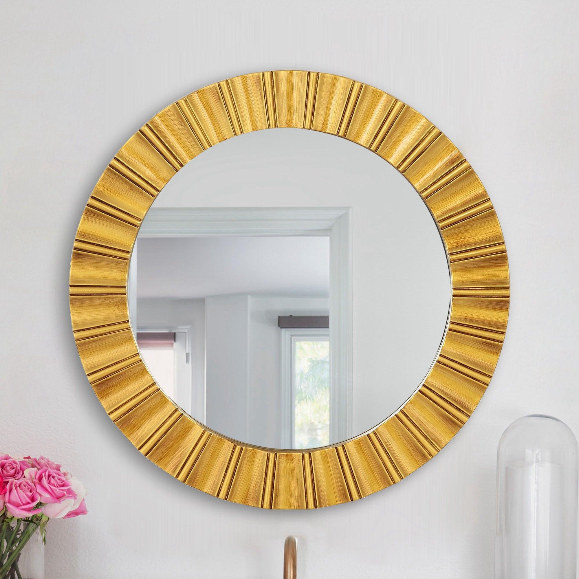Modern Round Wall Mirrors - Decorative Wall Mounted Mirror for Living Room, Bedroom & Bathroom - Elegant Home Decor & Space Enhancing Accent Piece