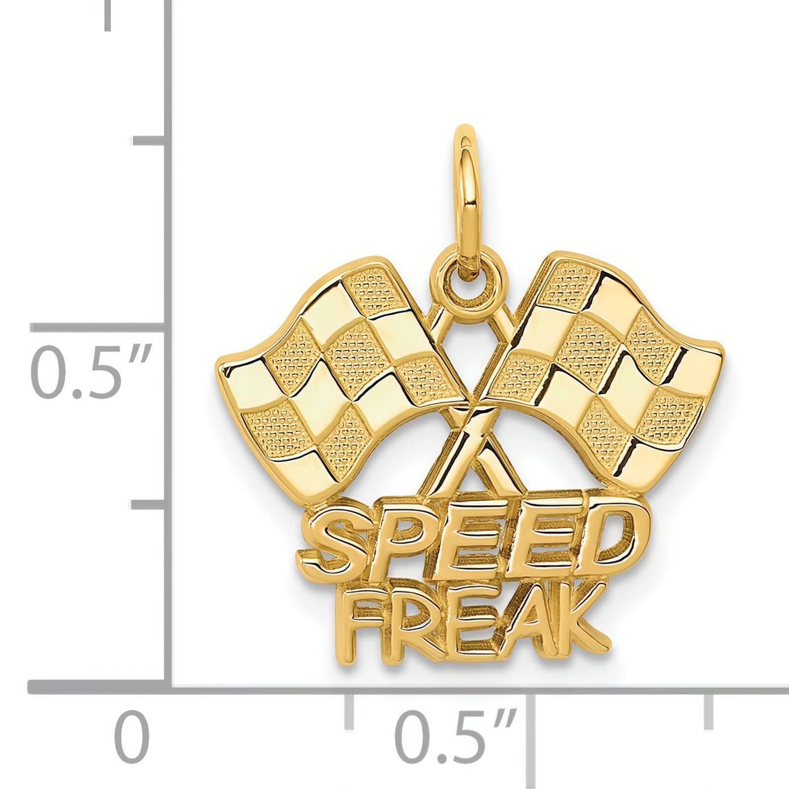 14K Gold Speed Freak Racing Flags Charm Pendant - Durable Jewelry for Car Racing Enthusiasts - Perfect Gift for Motorsport Fans, Bikers & NASCAR Lovers (Ideal for Necklaces, Bracelets & Keychains)