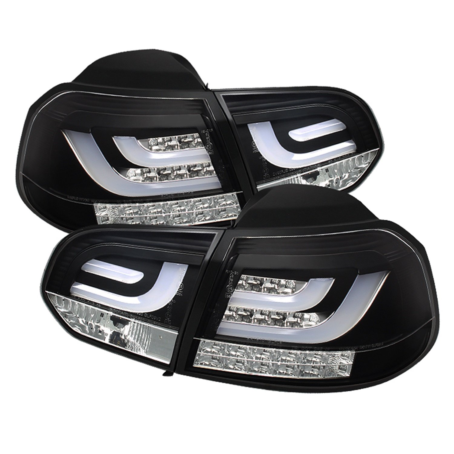 Spyder 5071767 LED Tail Lights for 2010-2013 Volkswagen Golf & GTI - Black G2 Type with Light Bar | Enhanced Night Visibility & Style Upgrade for Street & Show Cars