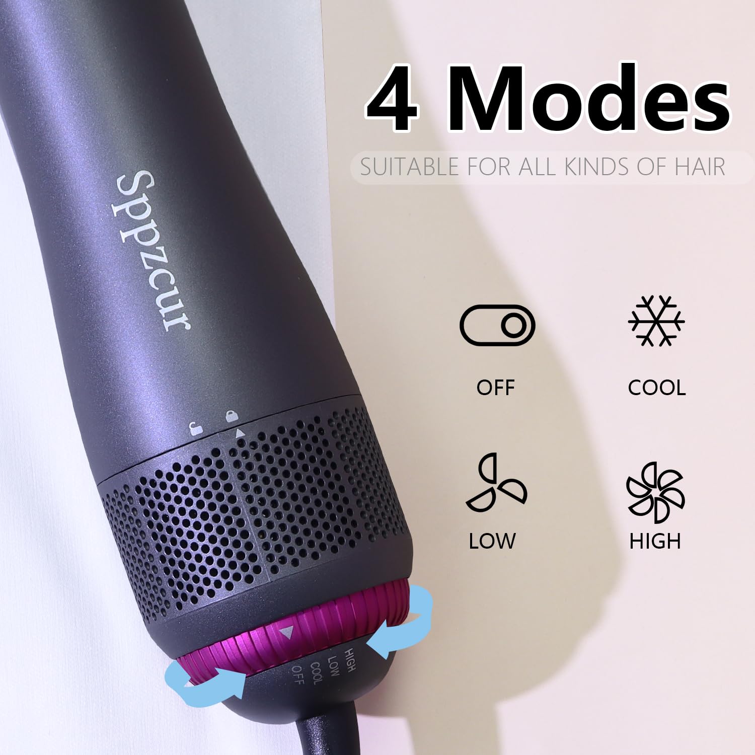 4-in-1 Hair Dryer Brush with Negative Ion & Diffuser - Salon Styling at Home
