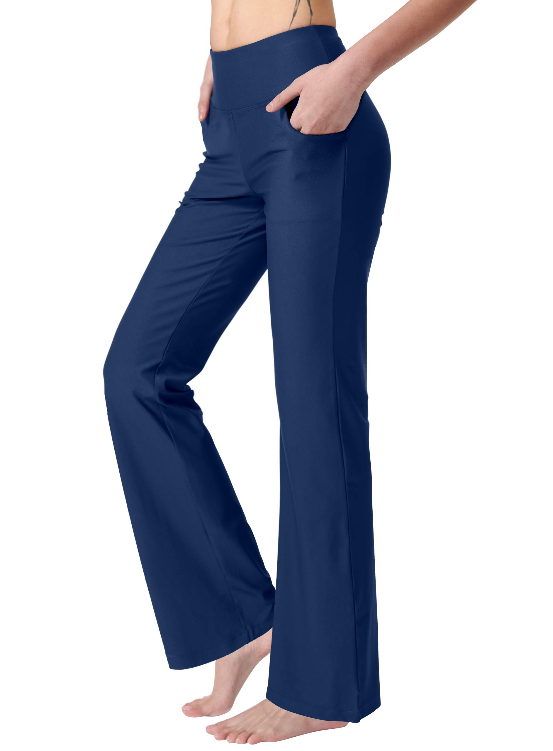 Keolorn Women's High Waist Bootcut Yoga Pants with Pockets - Stretchy Workout Pants for Yoga, Gym & Lounge - Comfortable Bootleg Leggings for Women