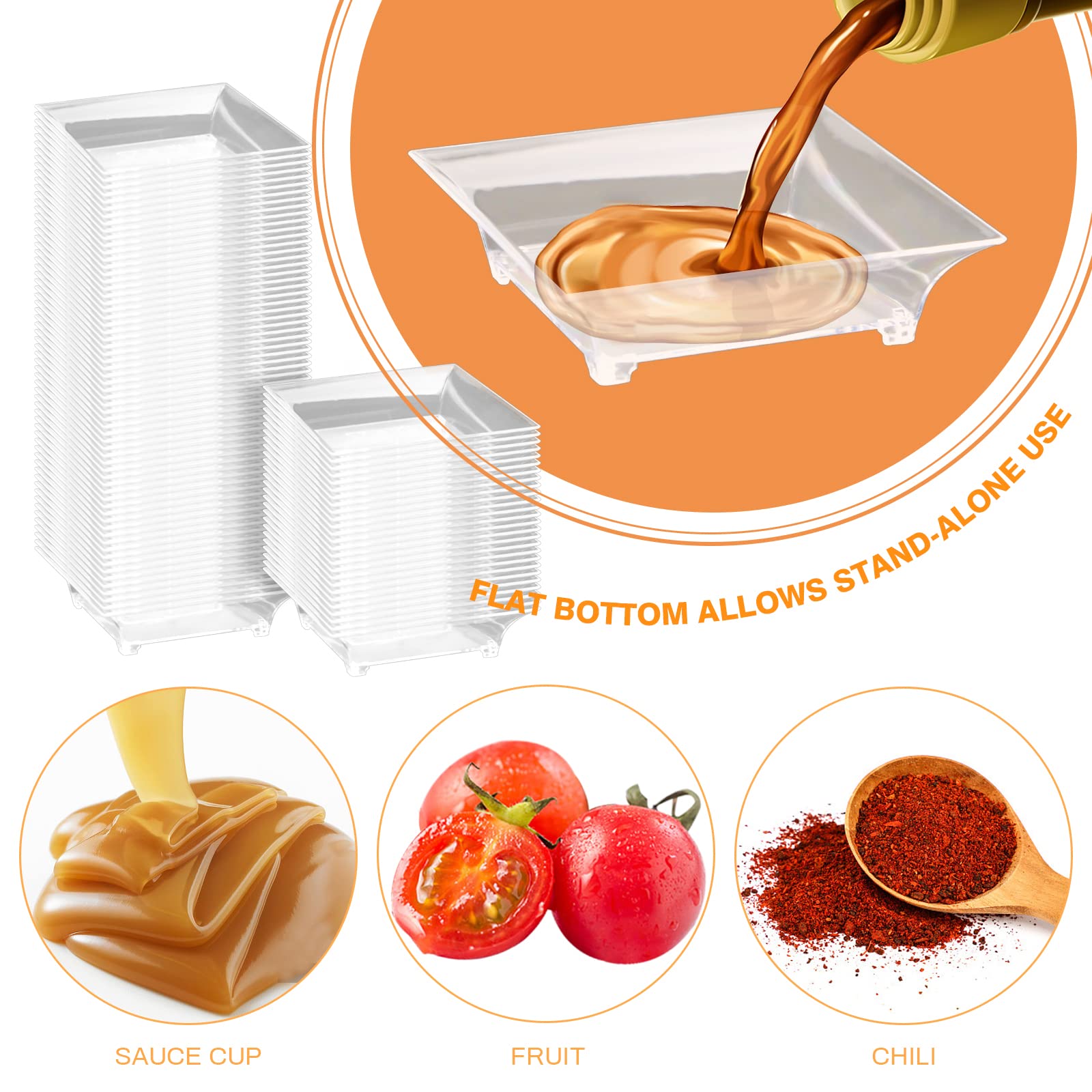 100 Pcs Clear Disposable Mini Plastic Plates 2.4