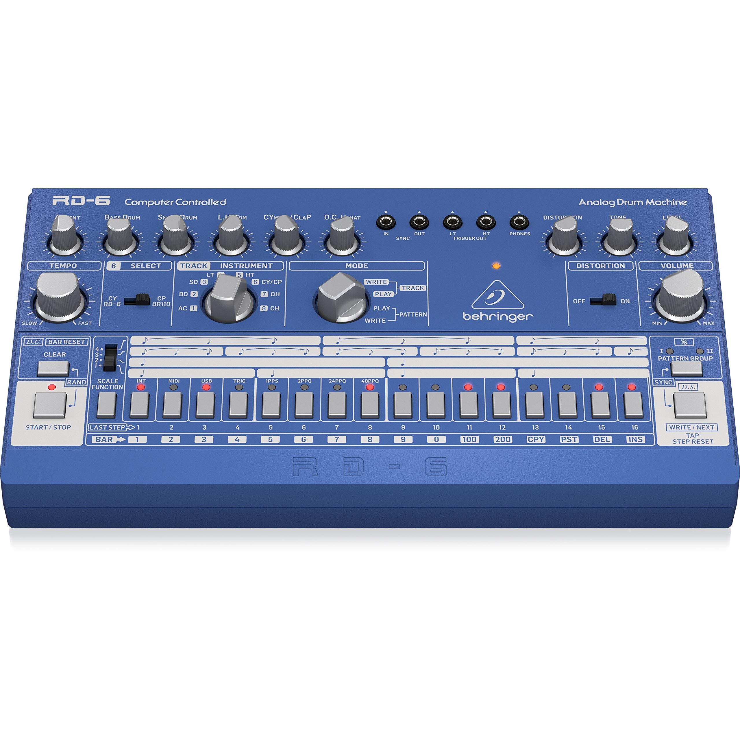 Behringer RD-6-BU Professional Analog Drum Machine with Classic Sounds - Blue | Perfect for Music Production, Live Performances & Studio Recording