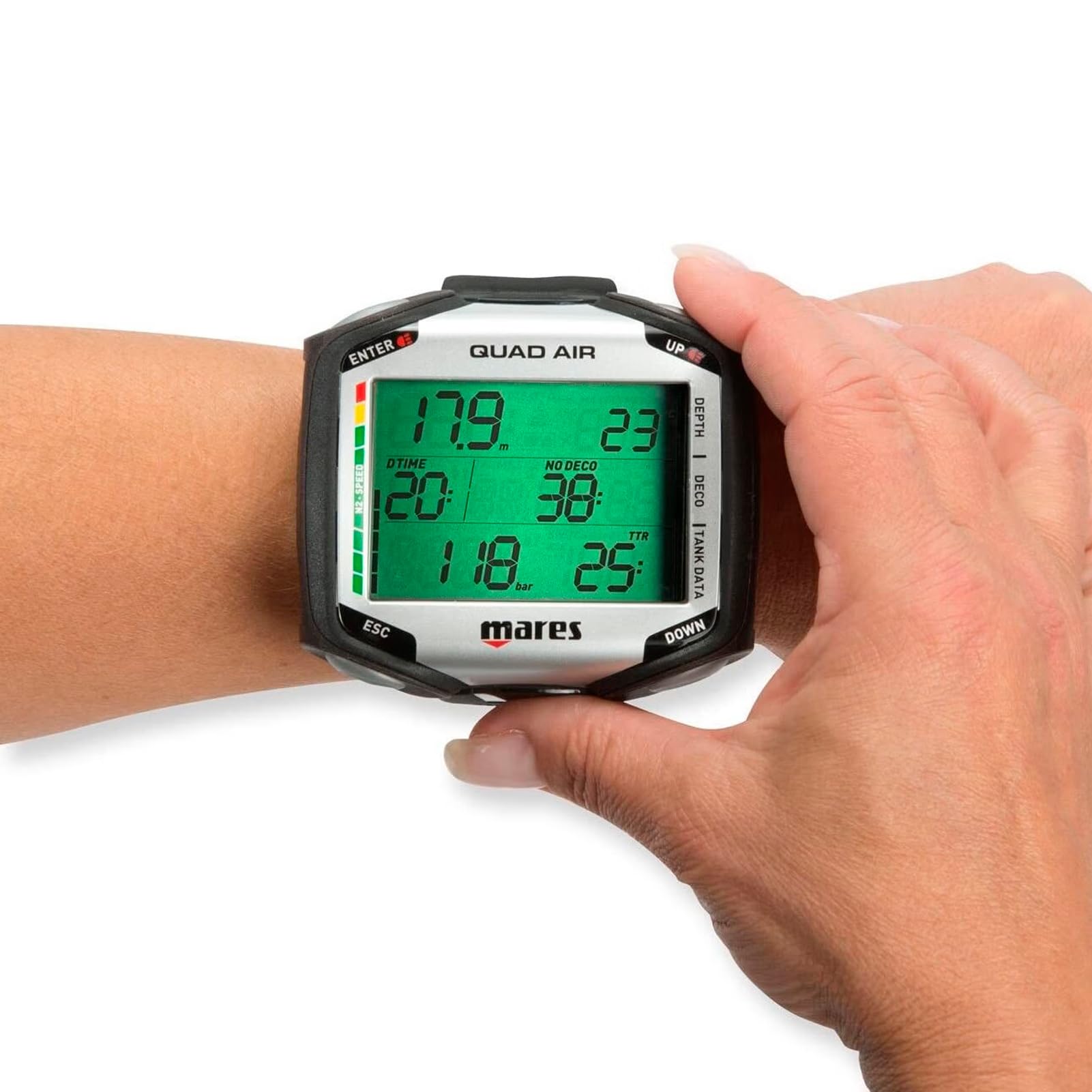MARES Quad Air Smart Wrist Dive Computer for Scuba Diving - Black | Depth Gauge, Digital Compass & Nitrox Compatible | Perfect for Underwater Exploration & Professional Diving (Model 414169-BKBK)