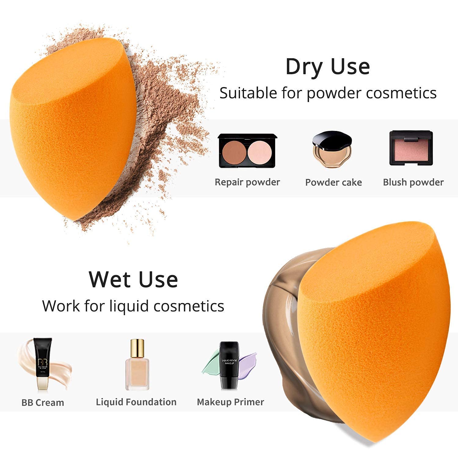 Professional Beauty Makeup Sponge - Water Drop Style for Flawless Blending, Pack of 1