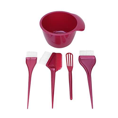 Professional Hair Dye Brush and Bowl Set - Ergonomic Mixing Kit for Salon & Home Hair Coloring (Wine Red) | Perfect for DIY Hair Dye, Highlights, and Root Touch-Ups at Home or Professional Salon Use