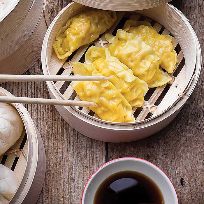Premium Bamboo Steamer Set with Lid - 10 Inch Natural Bamboo Steamer Basket for Dumplings, Buns & Vegetables - Perfect for Asian Cooking, Healthy Meal Prep & Kitchen Gifts