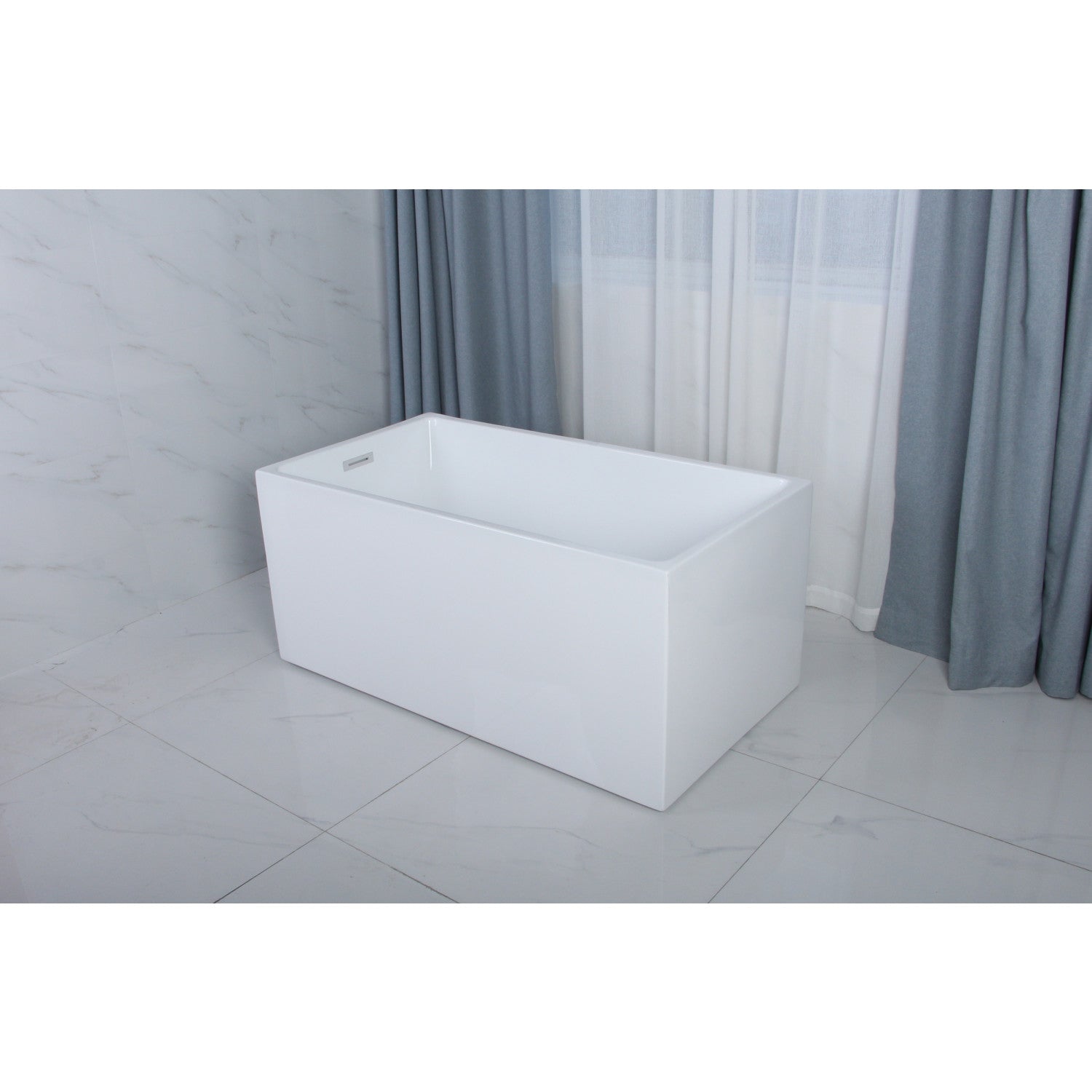 Aqua Eden 51 Inch Acrylic Freestanding Bathtub - Glossy White Rectangular Soaking Tub with Drain | Double-Ended Design for Modern Bathrooms & Spa-Like Relaxation