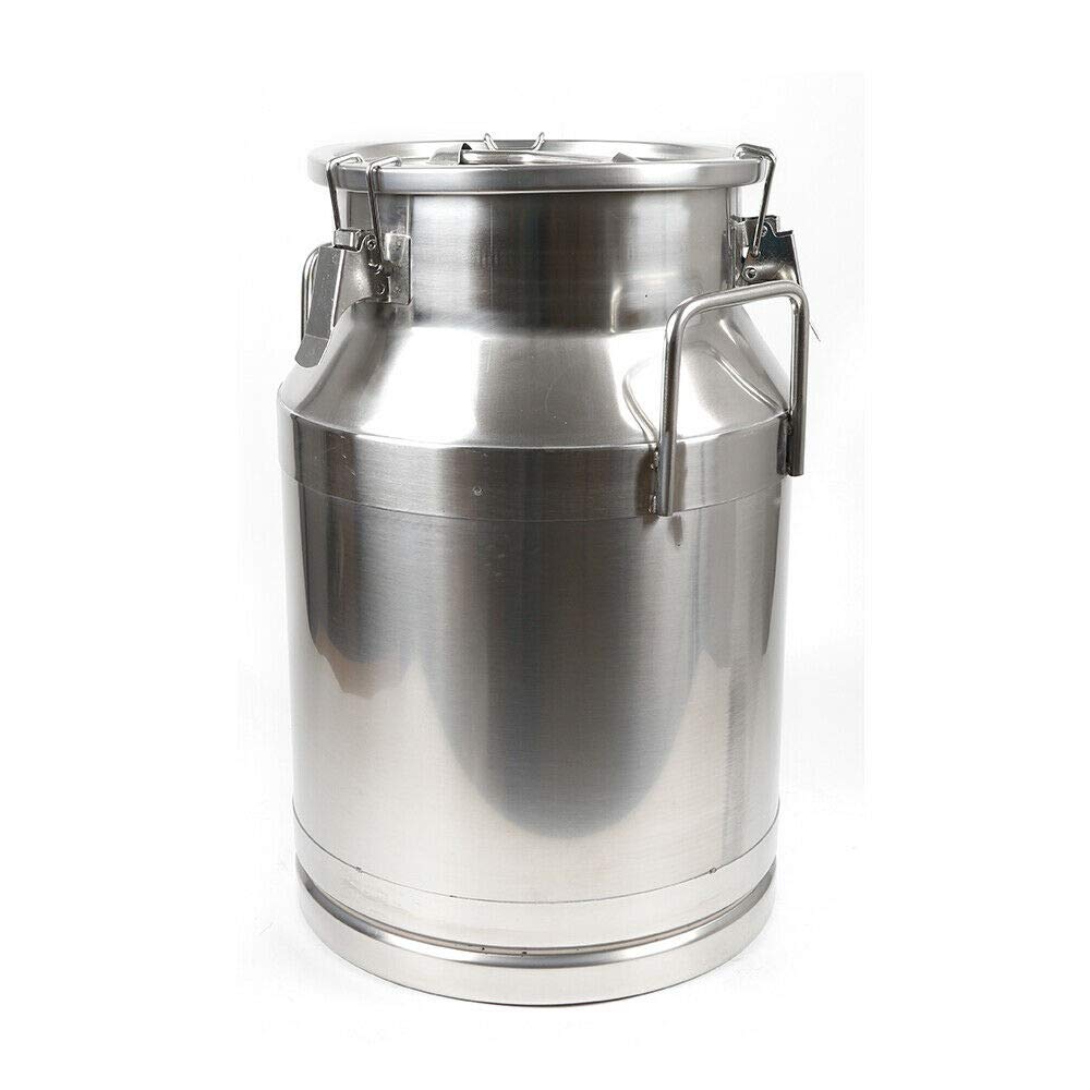 304 Stainless Steel 30L/7.93 Gallon Milk Can with Sealed Lid & Spigot - Multi-Purpose Food Storage Container for Milk, Wine, Beer Brewing, and Bulk Food Preservation - Ideal for Home Brewing, Dairy Farms, and Commercial Kitchens