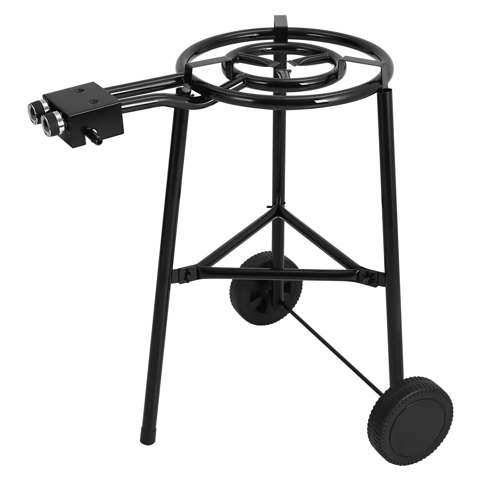 18 Inch Carbon Steel Paella Pan with 16 Inch Burner & 15.75 Inch Extra Pan - Complete Wheeled Paella Kit for 14-16 Servings - Perfect for Outdoor Cooking, Camping, Parties & Large Gatherings