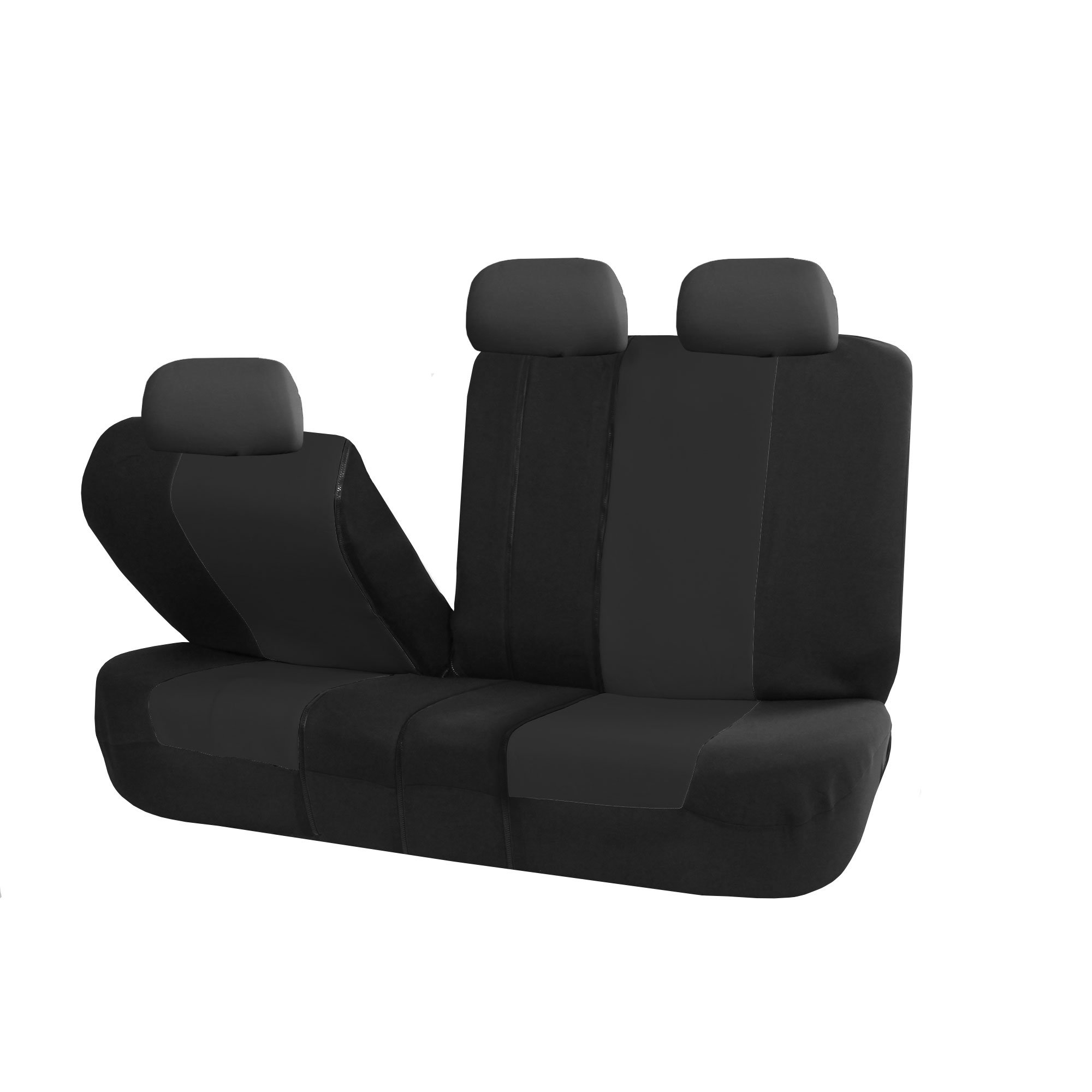 FH Group Universal Back Seat Cloth Car Cover - Split Bench Rear Seat Protector for SUV, Sedan, Van | Durable & Stylish Black Interior Accessories | Perfect for Road Trips, Family Travel & Pet Protection