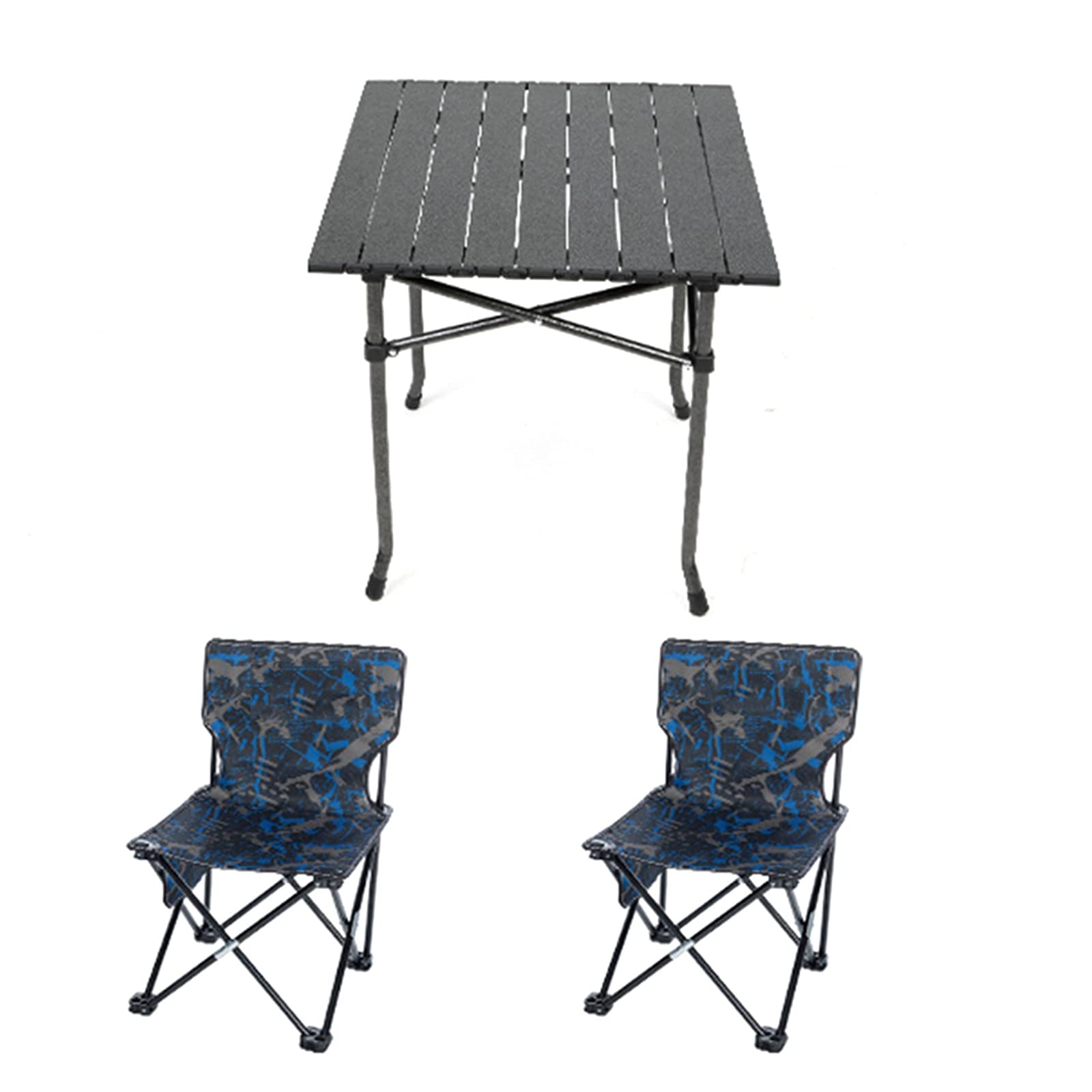 Portable Folding Camping Table & Chair Set - Lightweight Square Outdoor Picnic Table with Easy Fold Design - Perfect for Backpacking, Beach, BBQ, Tailgating & RV Trips (Package 1)
