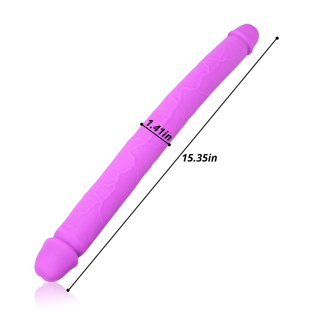 Realistic Double Ended Dildo - 10 Inch Silicone Dual Sided Sex Toy with Veins & Glans for Vaginal & Anal Play - Perfect for Couples, Lesbian & Gay Adults (Small, Purple) - Great for Spice Up Your Bedroom or BDSM Scenes