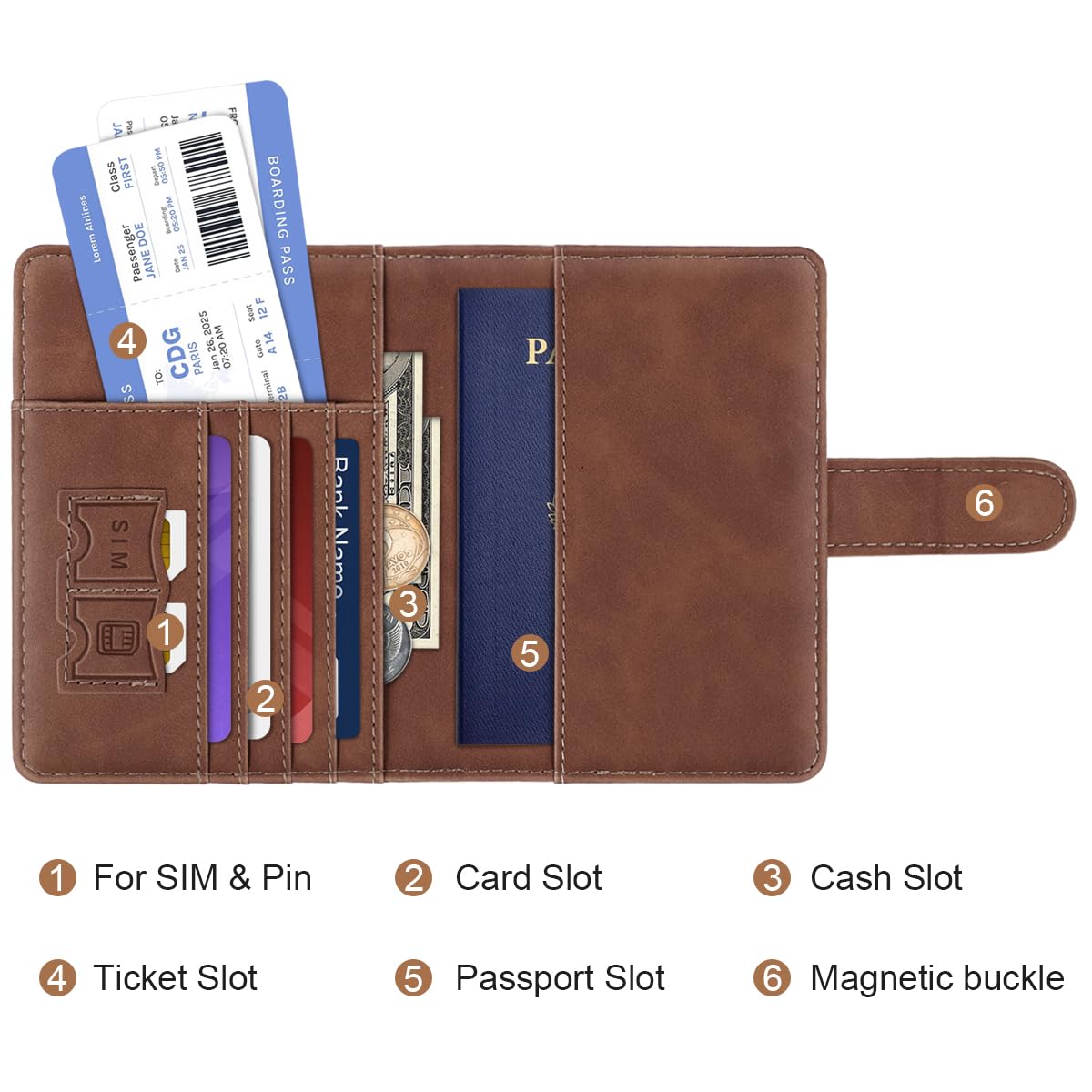 Personalized RFID Blocking Passport Holder Wallet Cover - Letter A-Z Monogram Travel Wallet Case for Women & Men (Brown) - Perfect for Air Travel, International Trips & Document Protection