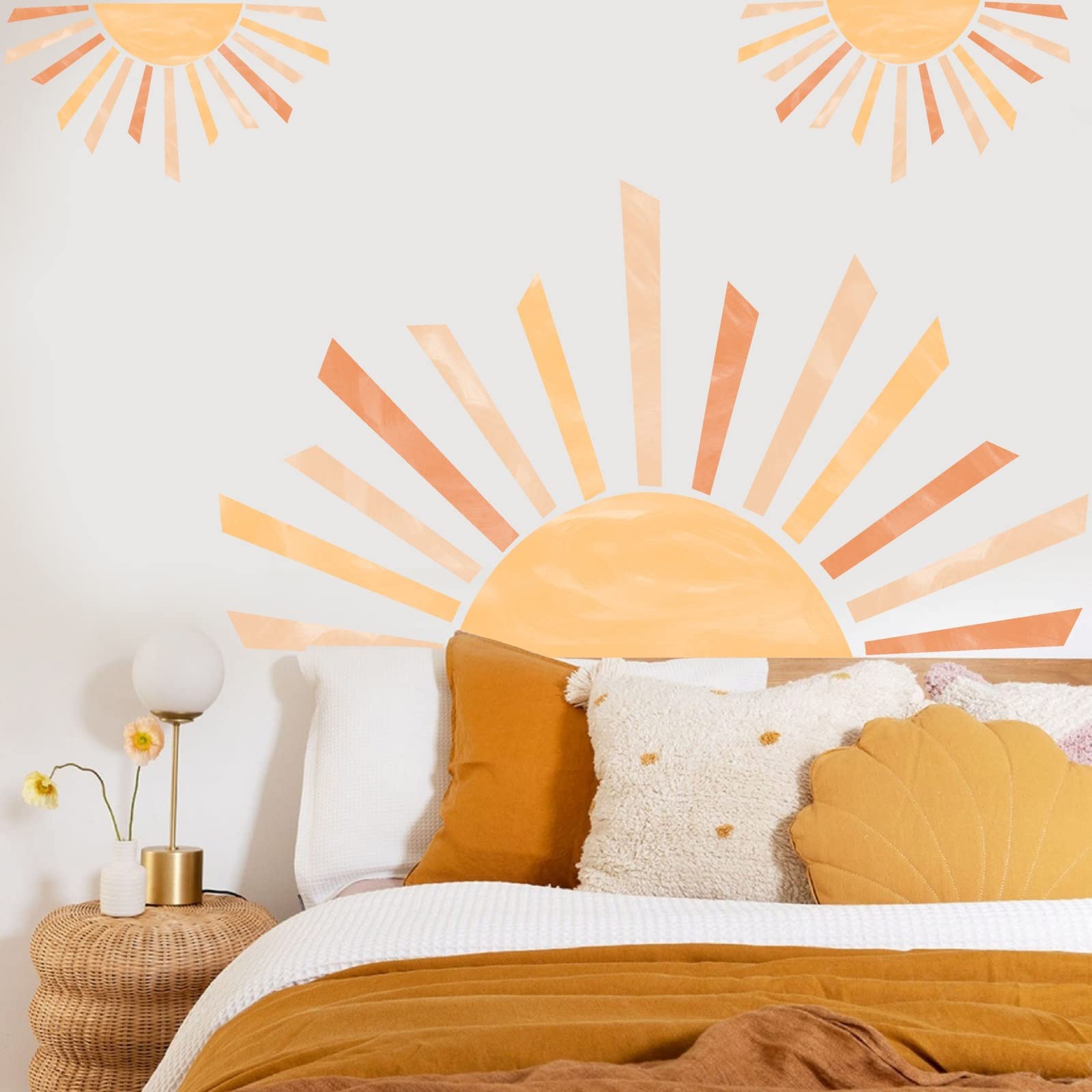Half Sun Wall Decals - Large Modern Vinyl Wall Stickers | Removable Peel & Stick Decor for Living Room, Bedroom, Playroom | Perfect for Nursery, Kids Room & Home Office Wall Art