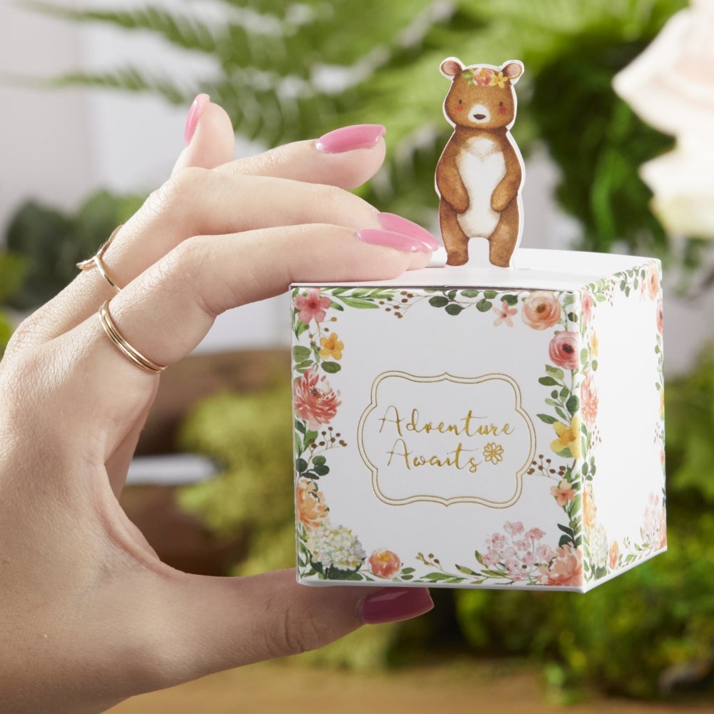 Woodland Baby Shower Favor Boxes - Pink (Set of 24) | Gender Reveal Party Decorations, Newborn Celebration Gifts, Baby Shower Thank You Favors for Guests