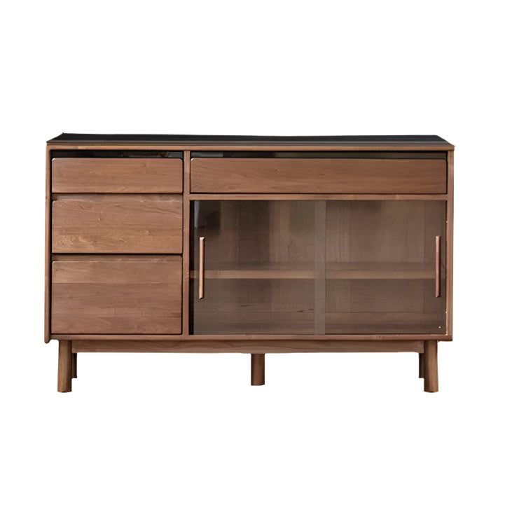 59.2x15.9x35.9 inch / 150.4x40.4x91.2 cm / Rich Dark Walnut Color / pure black rock board sideboard