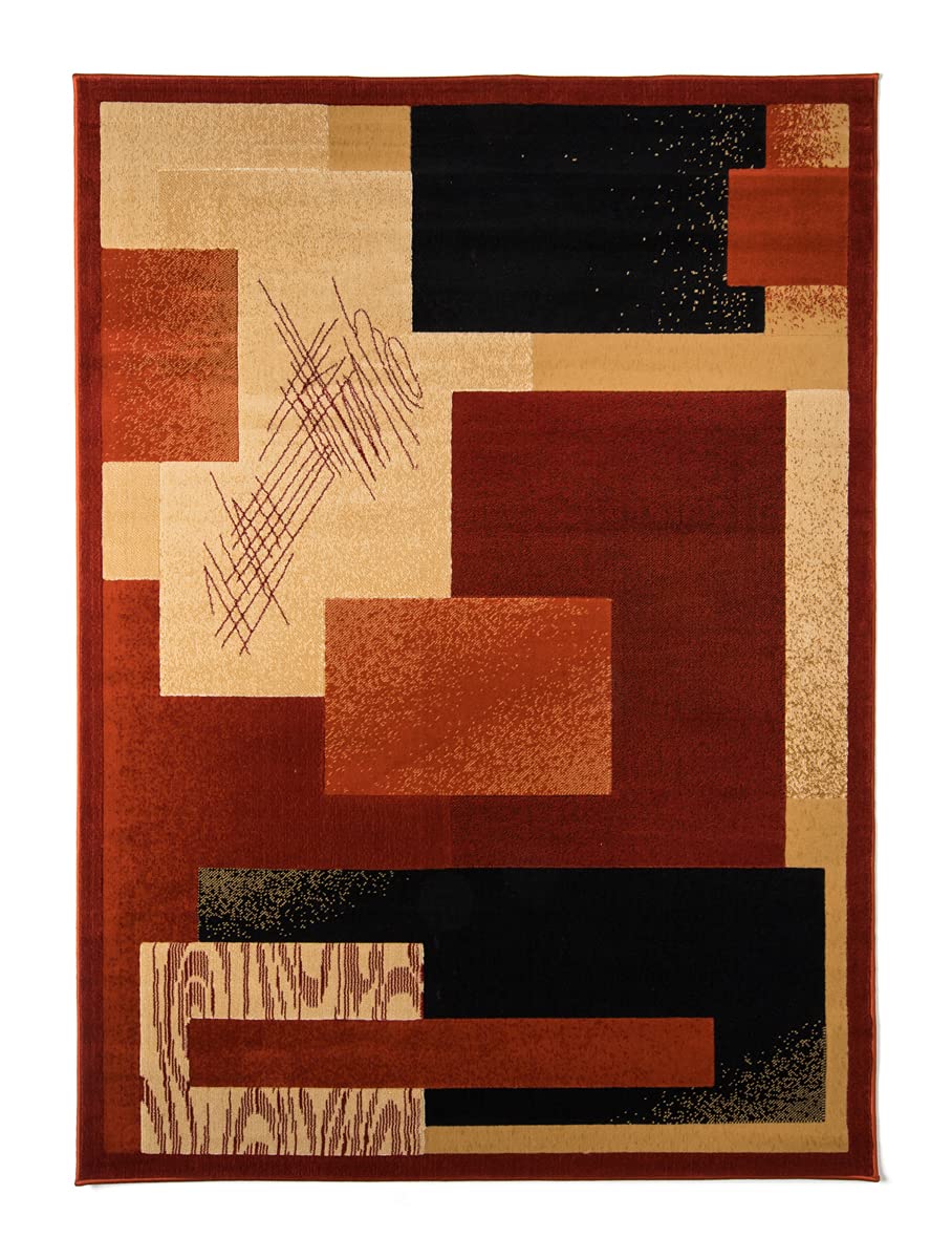 Premium 8x11 Terra Area Rug - Stain Resistant Living Room & Bedroom Carpet - Décor King's Collection 1087A - Perfect for Home Decor, Cozy Spaces & High Traffic Areas