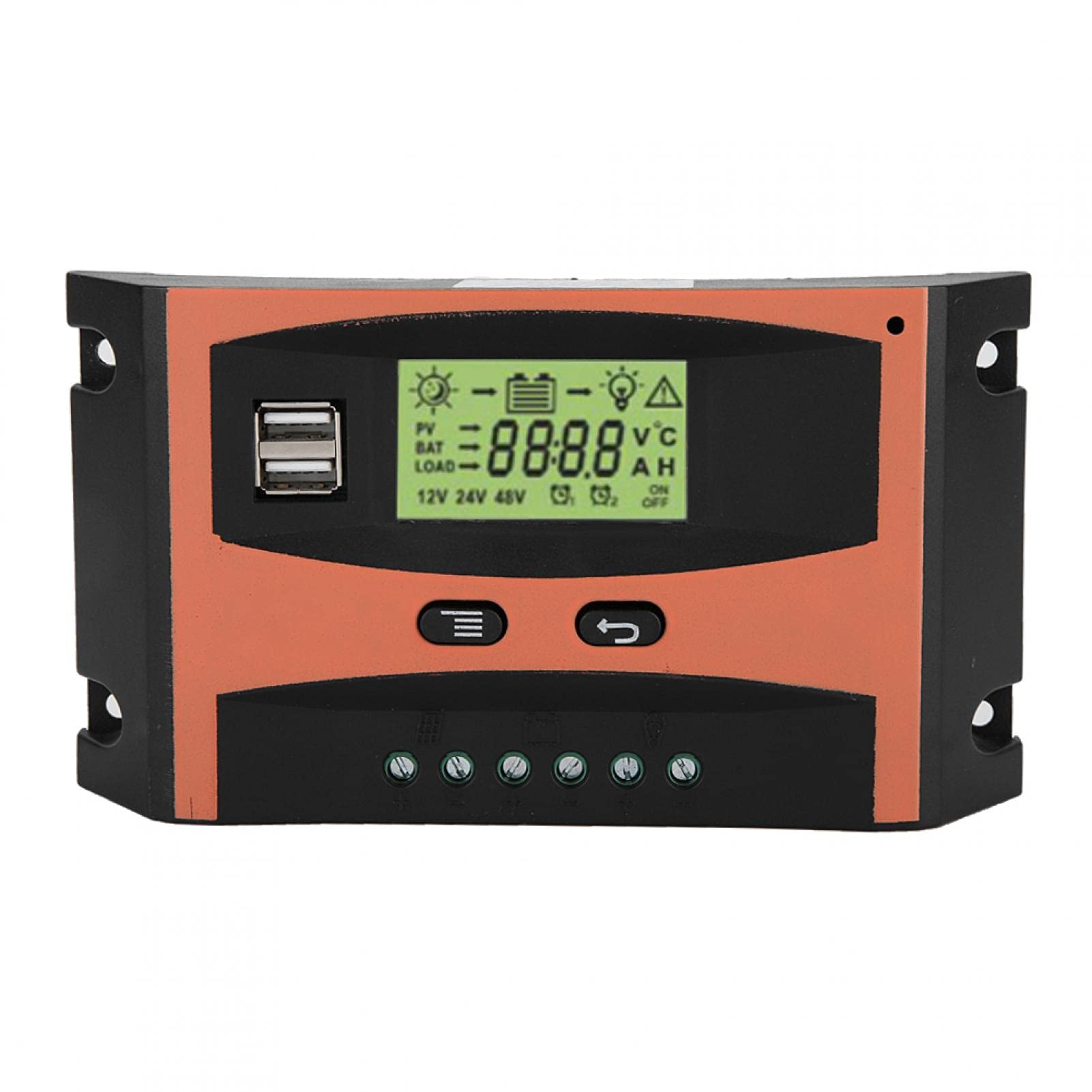 60A MPPT Solar Charge Controller 12V/24V with LCD Display & Dual USB Ports - Adjustable Auto Battery Regulator for Solar Panels | Perfect for RV, Marine, Off-Grid & Home Solar Systems
