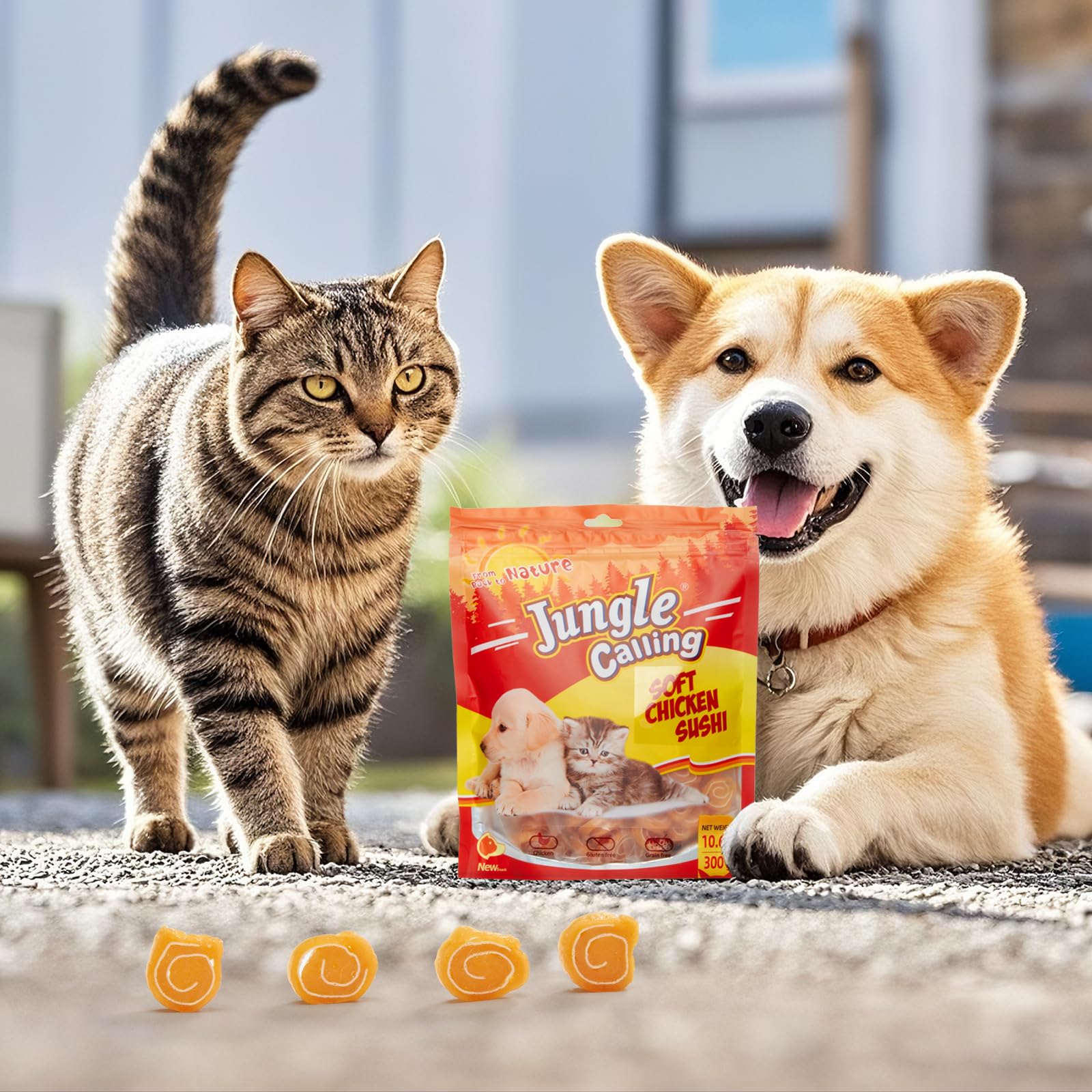 Premium Soft Chicken & Codfish Cat & Dog Treats - High Protein Chewy Pet Snacks for Small & Medium Dogs & Cats - Grain-Free Training Rewards & Dental Health Treats - Perfect for Training, Travel & Daily Rewards - 10.6 oz