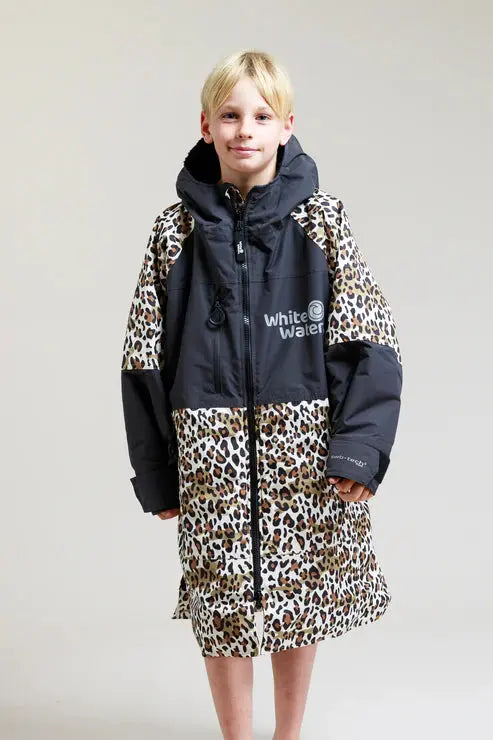 Unisex Kids Leopard Print Swim Robe - Quick Dry Hooded Bathrobe for Boys & Girls After Swimming, Beach, Pool or Bath Time
