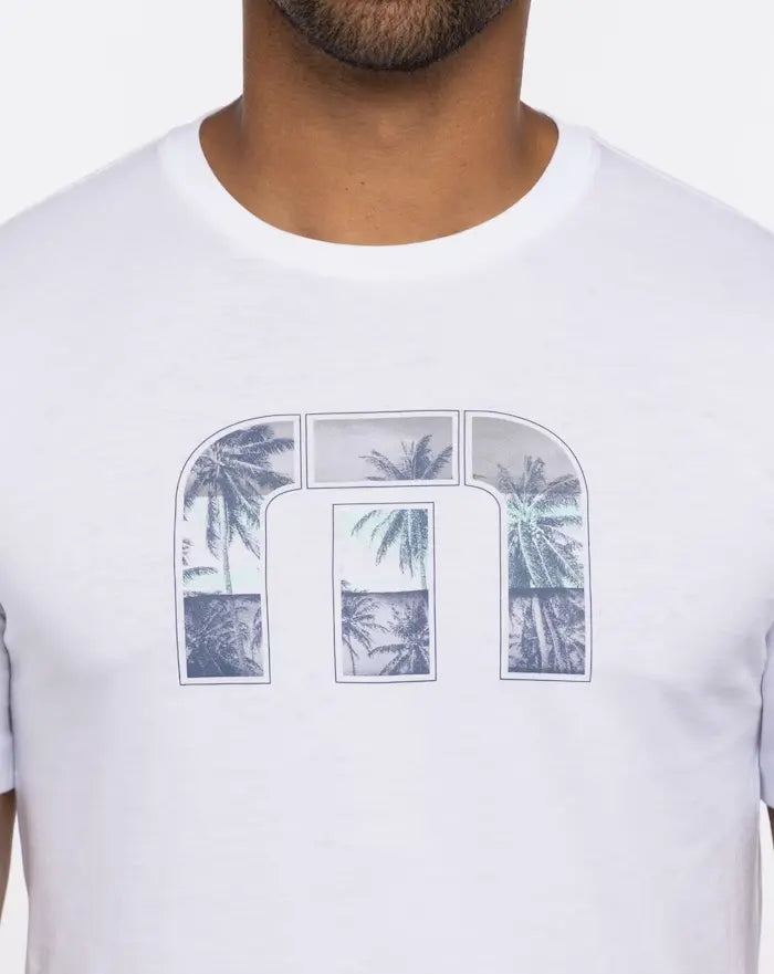 TravisMathew Men's Reef Life Graphic T-Shirt - White - Soft Cotton Short Sleeve Casual Tee for Beach, Vacation & Summer Outfits