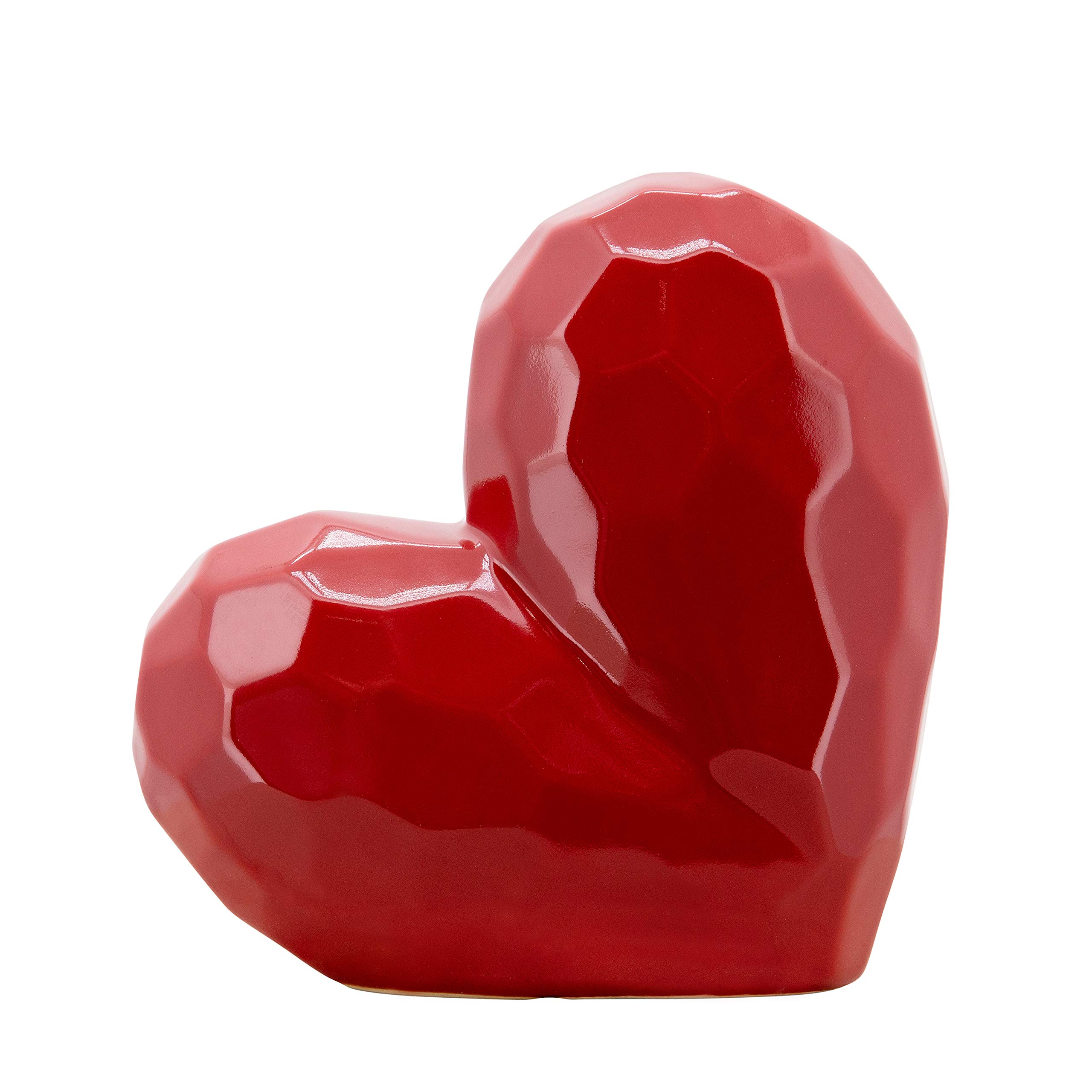 Sagebrook Home Red Stoneware Ceramic Heart-Shaped Decorative Object - Modern Accent for Home, Office, Bedroom & Living Room Decor - 8 Inch Handmade Gift for Valentine's Day, Wedding Anniversary & Romantic Home Styling