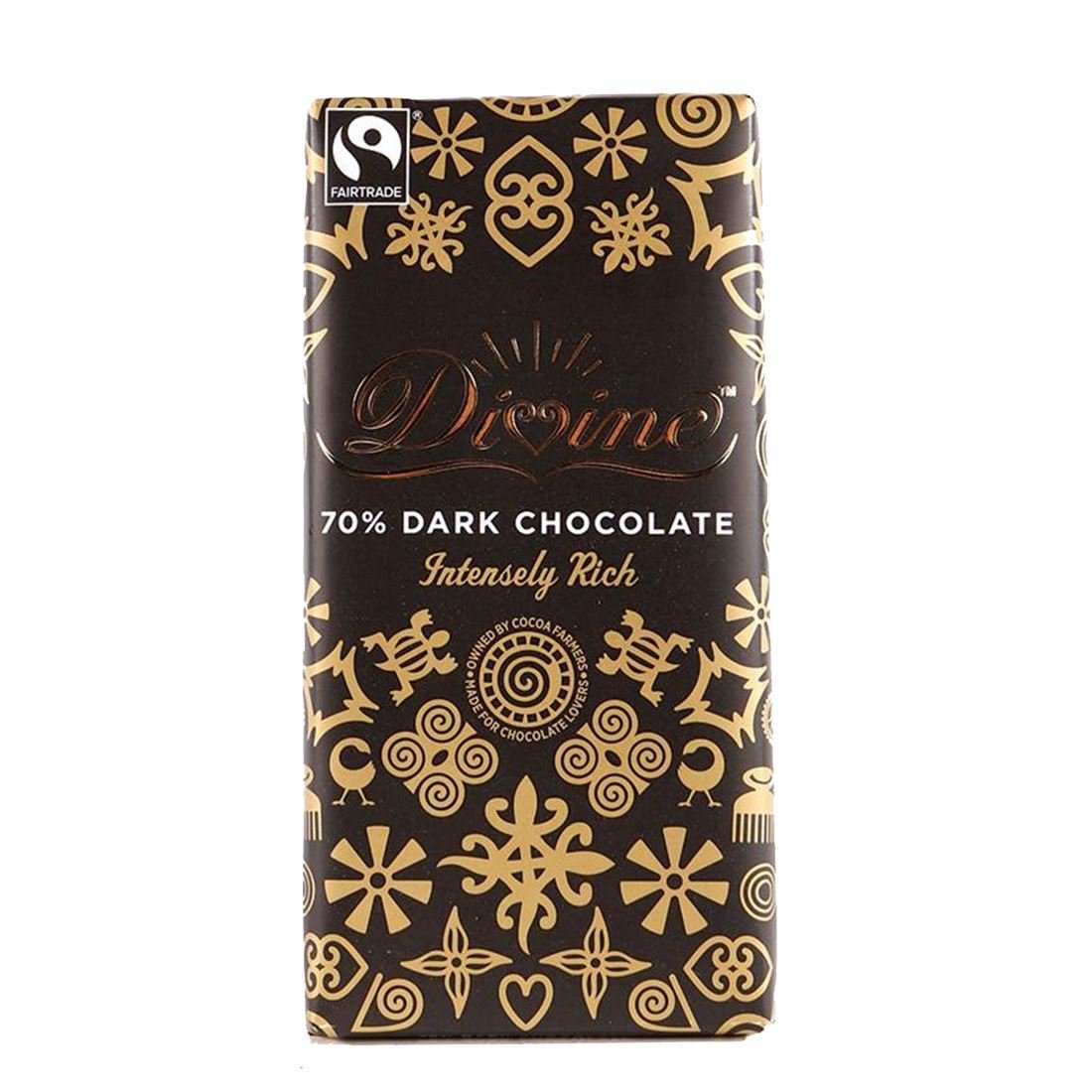 Divine 70% Dark Chocolate Bars - Premium Organic Cocoa, 14 Pack (90g Each) - Perfect for Gifts, Baking & Healthy Snacking