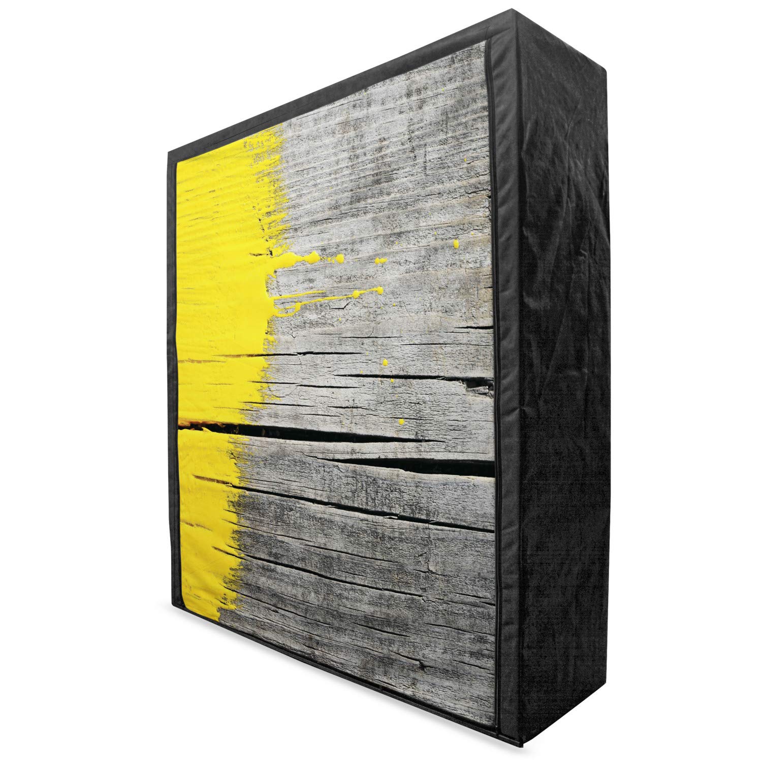 Ambesonne Yellow Fabric Wardrobe - Wooden Board Paint Splashes Design, 59