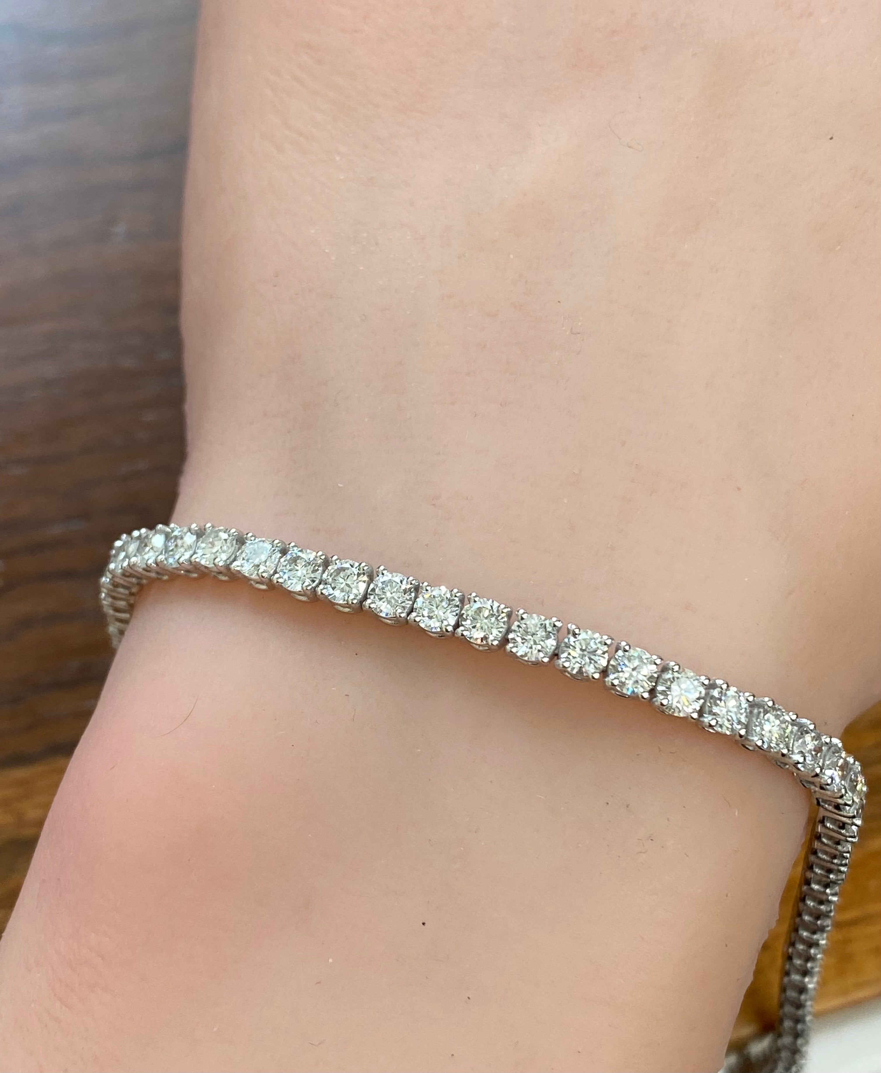 6.40 CT Lab-Created Tennis Bracelet - 7.5 Inches Adjustable Luxury Tennis Chain for Women | Perfect for Weddings, Parties & Everyday Elegance