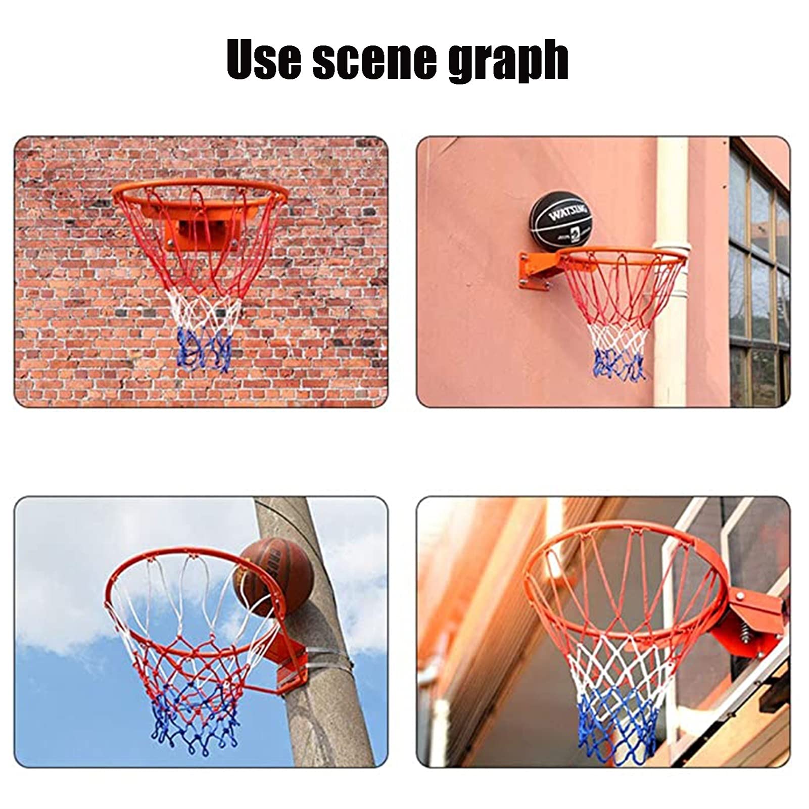 Wall-Mounted Basketball Hoop - 18in Steel Backboard for Kids & Adults - Outdoor Basketball Rim with Adjustable Height - Perfect for Driveway, Backyard & Gym Training (Black)